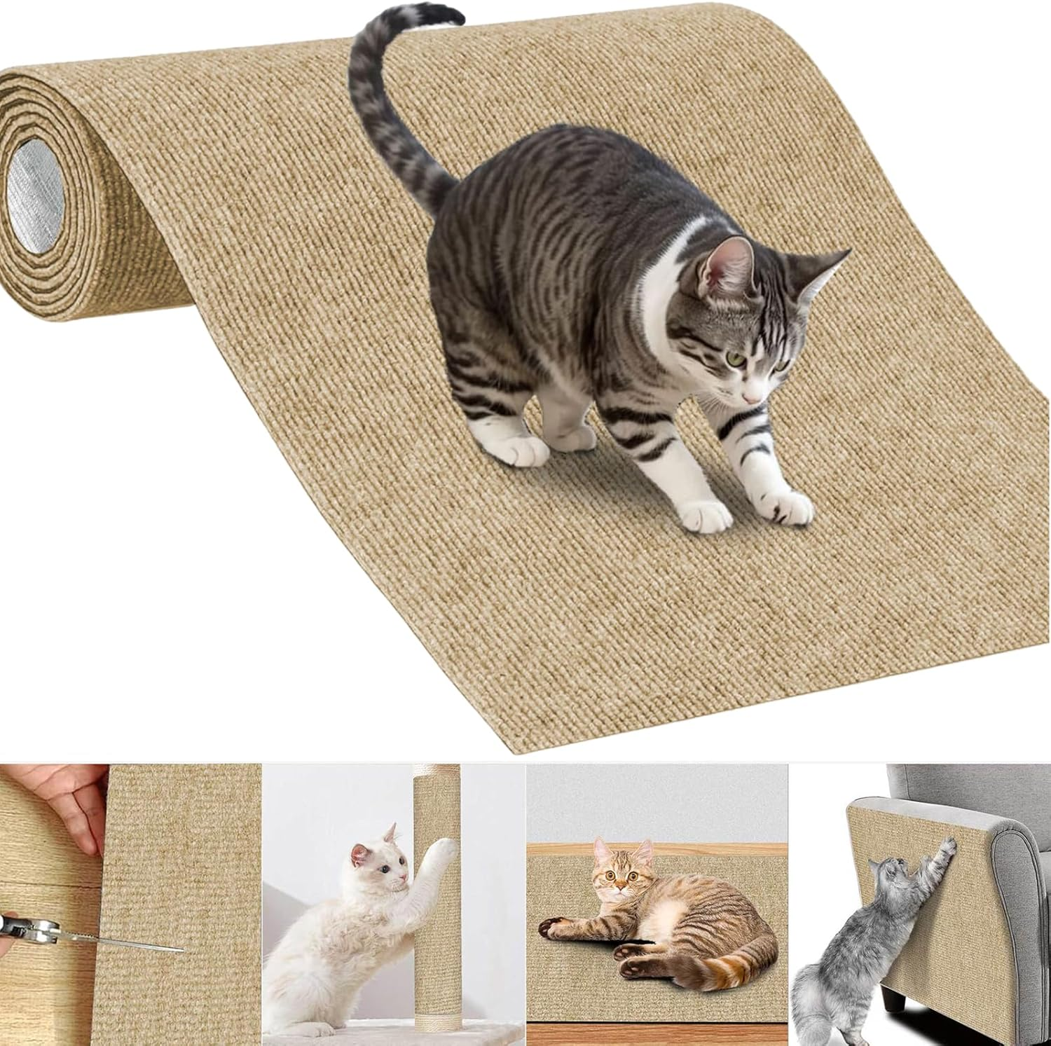 Scratching Wall for Cats, 40 X 300 Cm, Scratching Mat for Cats, Self-Adhesive Scratching Mat, Cat Scratching Mat, Cut to Size, Self-Adhesive Scratching Mat, Cat for Furniture, Couch, Sofa, Door