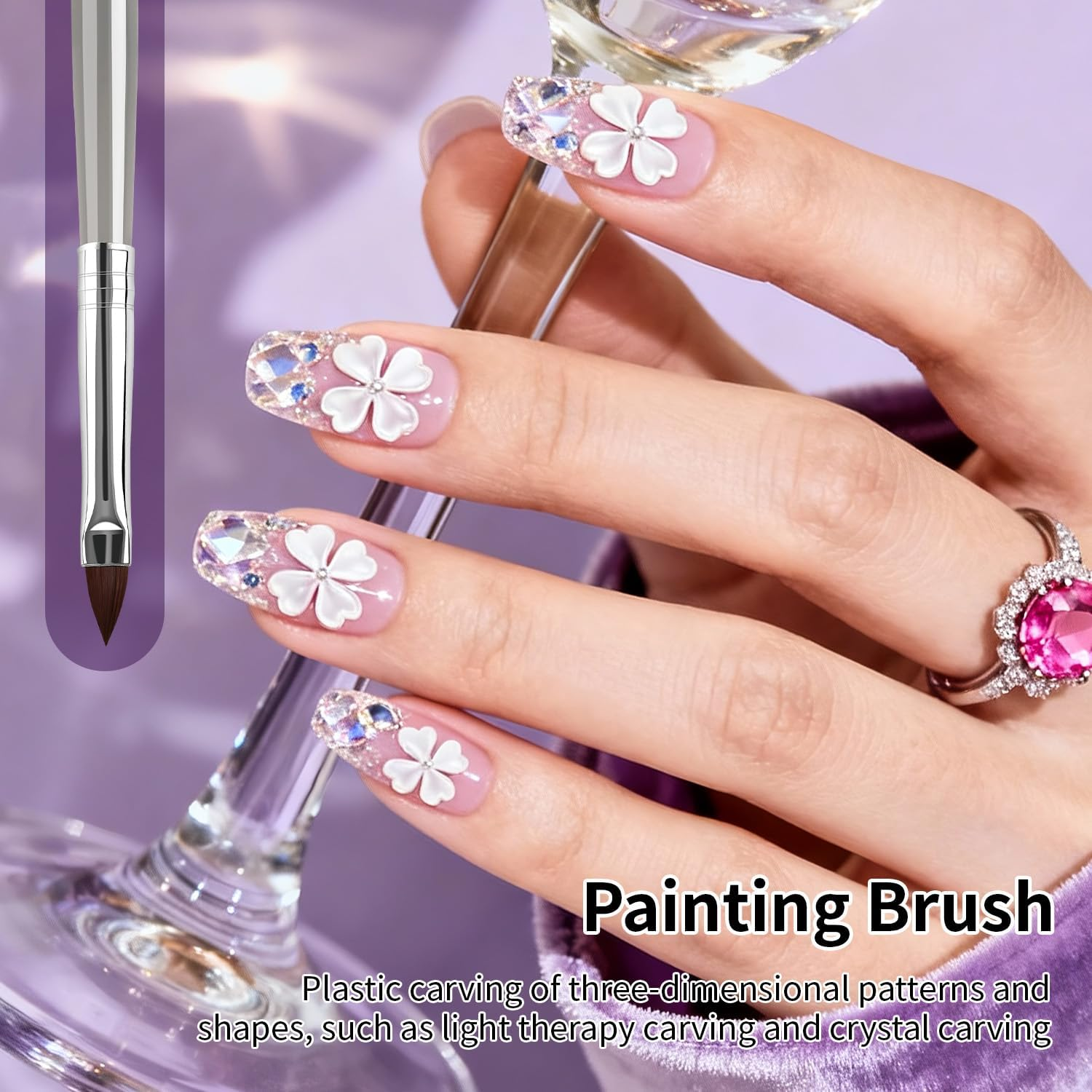 JODSONE 6Packs Nail Art Brushes, Nail Art Tool Set, Dotting Tools, Dust Brush,Striping Brushes for Long Lines, Drawing Pen for Gel Polish Design Supply,Diy Manicure Tools Gift for Women