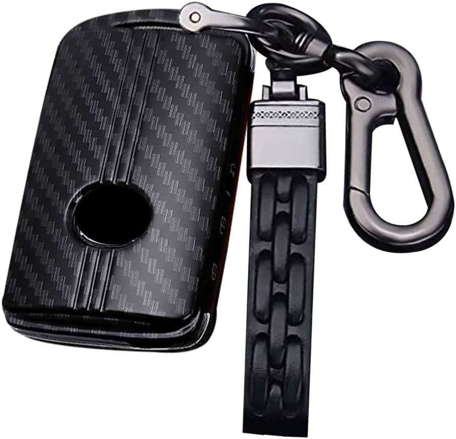 Ontto Car Key Case Cover Keyring Fit for Mazda 3 Alexa Mazda 3 CX-30 CX-5 CX-9 Mazda 3 Sedan 2019 2020 ABS Key Box Keychain Key Shell Key Holder Accessories Protector 2/3/4 Button Carbon Black