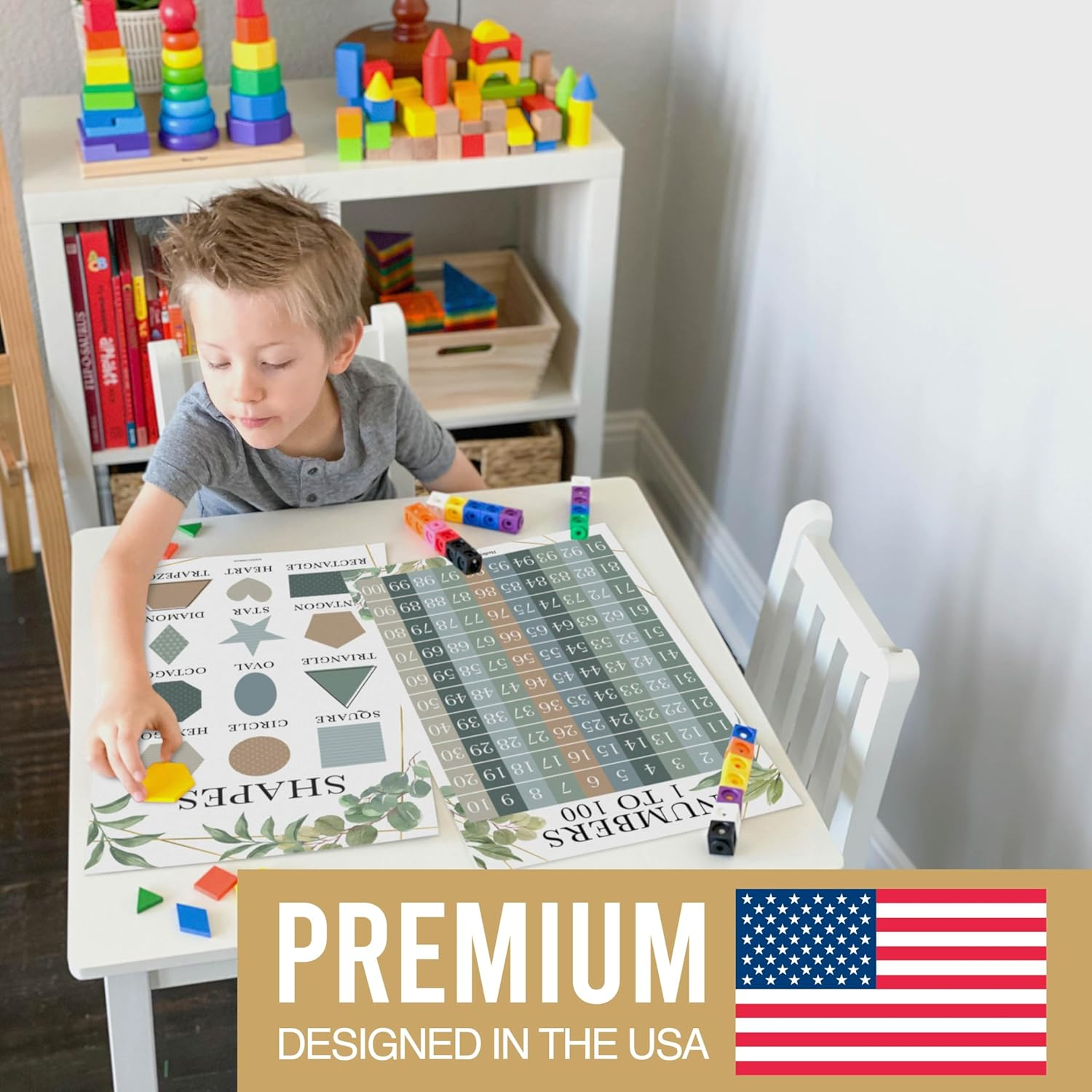 Hadley Designs 16 Greenery Educational Wall Art Posters - Preschool Learning, Alphabet, Numbers, Shapes, Geography, Science for Classroom, Homeschool image number 6