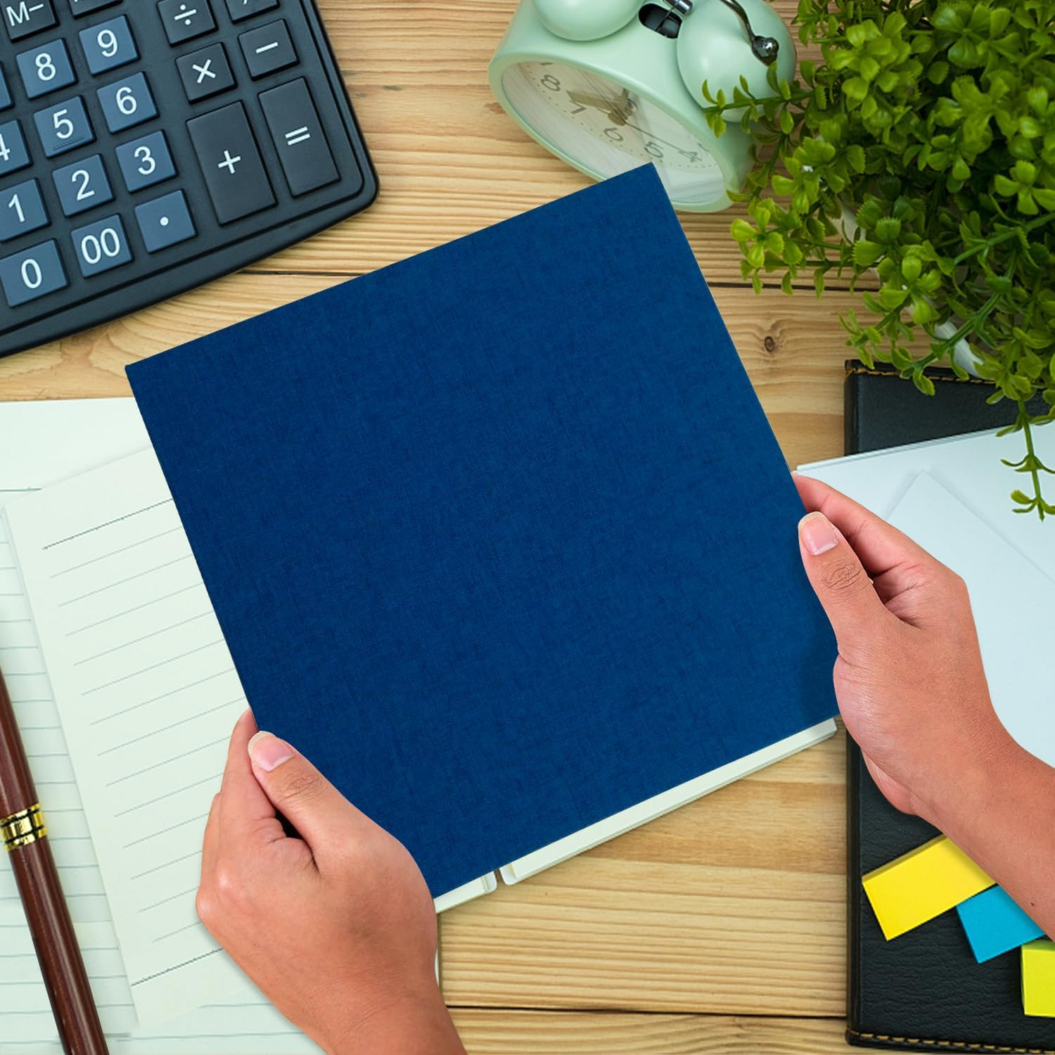 Large Photo Album Self Adhesive for 4X6 8X10 Pictures Scrapbook Magnetic Album DIY Scrap Book 40 Sticky Pages with a Metallic Pen, Blue image number 1