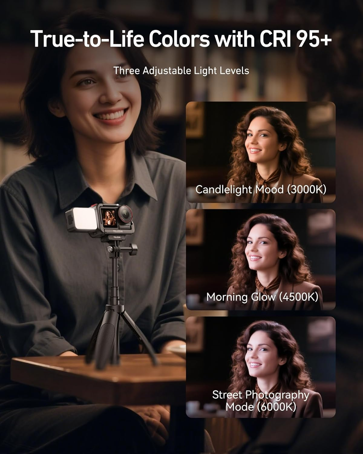 TELESIN Mini LED Video Light with Magnetic Quick Release, Magnetic Photography Fill Lighting for DJI Osmo Action 6 5Pro 4 3 Camera Cage Accessories image number 6