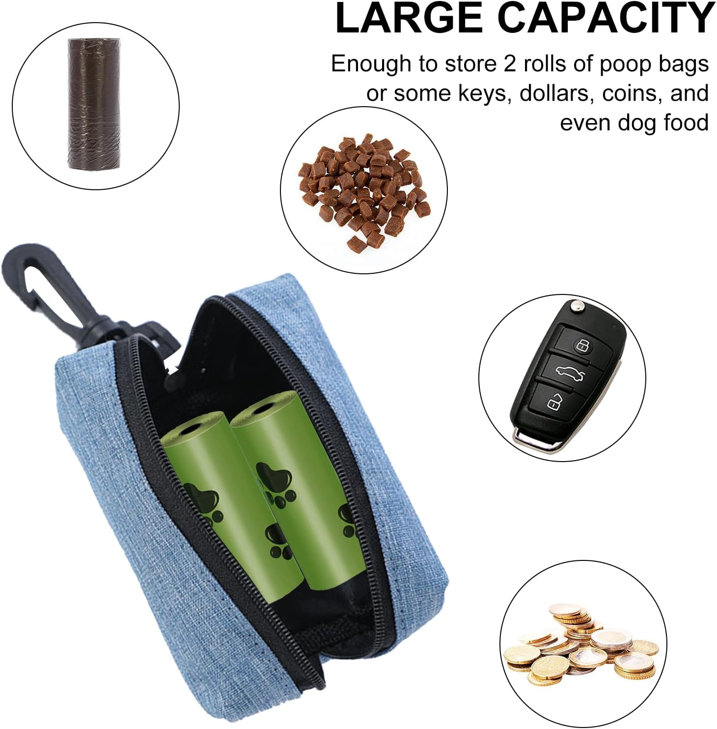 Dog Waste Bag Dispenser, Dog Waste Bag Dispenser, Dispenser for Dog Waste Bags, Pack of 3 Dog Waste Bag Dispensers, with 2 Rolls of Waste Bags for Dogs, for Walking the Dog, Running, Hiking image number 4