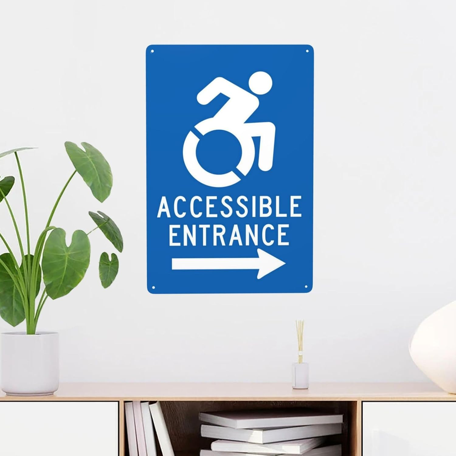 Handicap Parking Sign, Accessible Entrance Right with Arrow Metal Warning Signs, Cautions Security Tin Sign, Safety Signs for Street Business Wall Decor 8 X 12 Inch image number 1