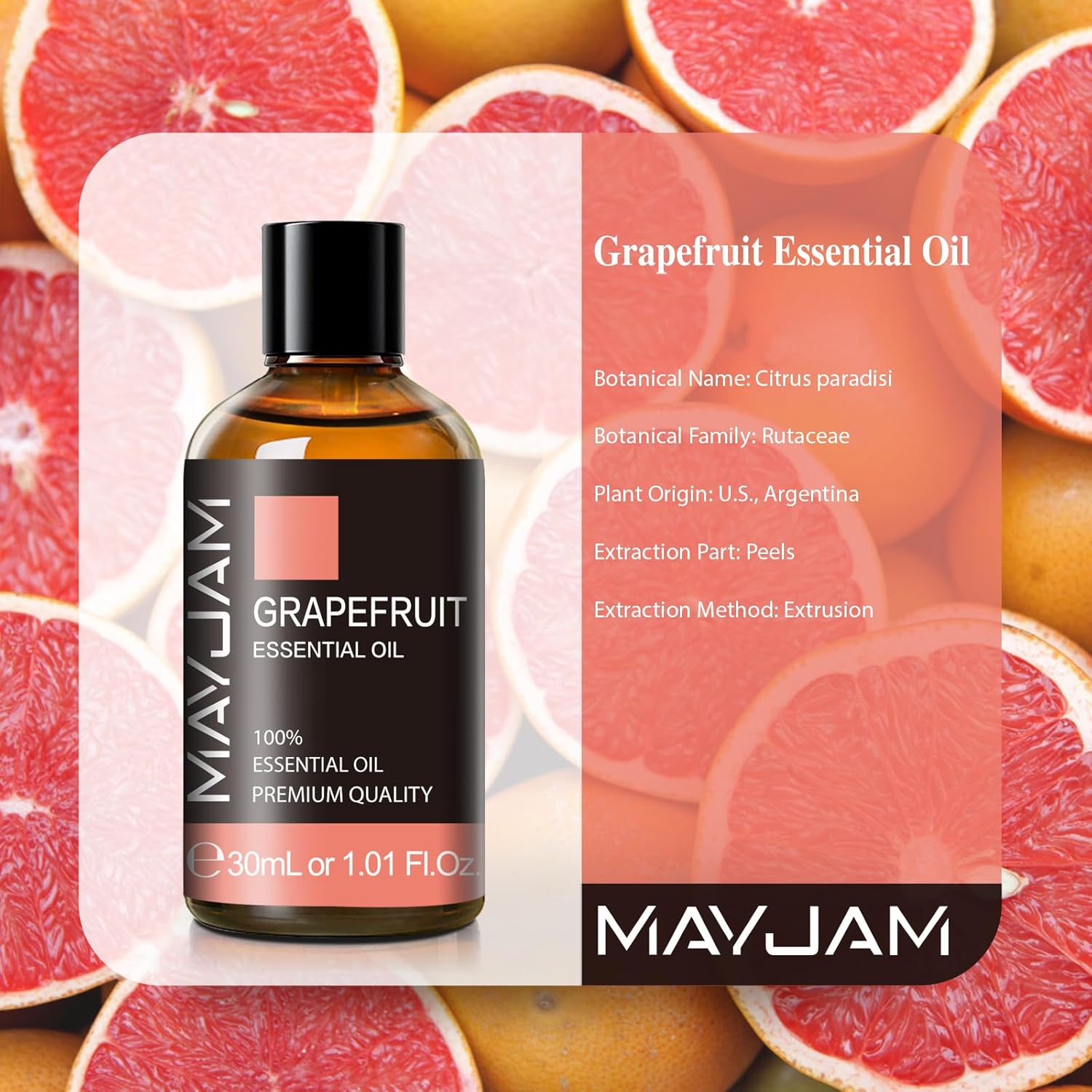 MAYJAM Grapefruit Essential Oil, 30Ml/1.01Fl.Oz Premium Grapefruit Oils for Diffuser, Candle Soap Making, Long Lasting Scents