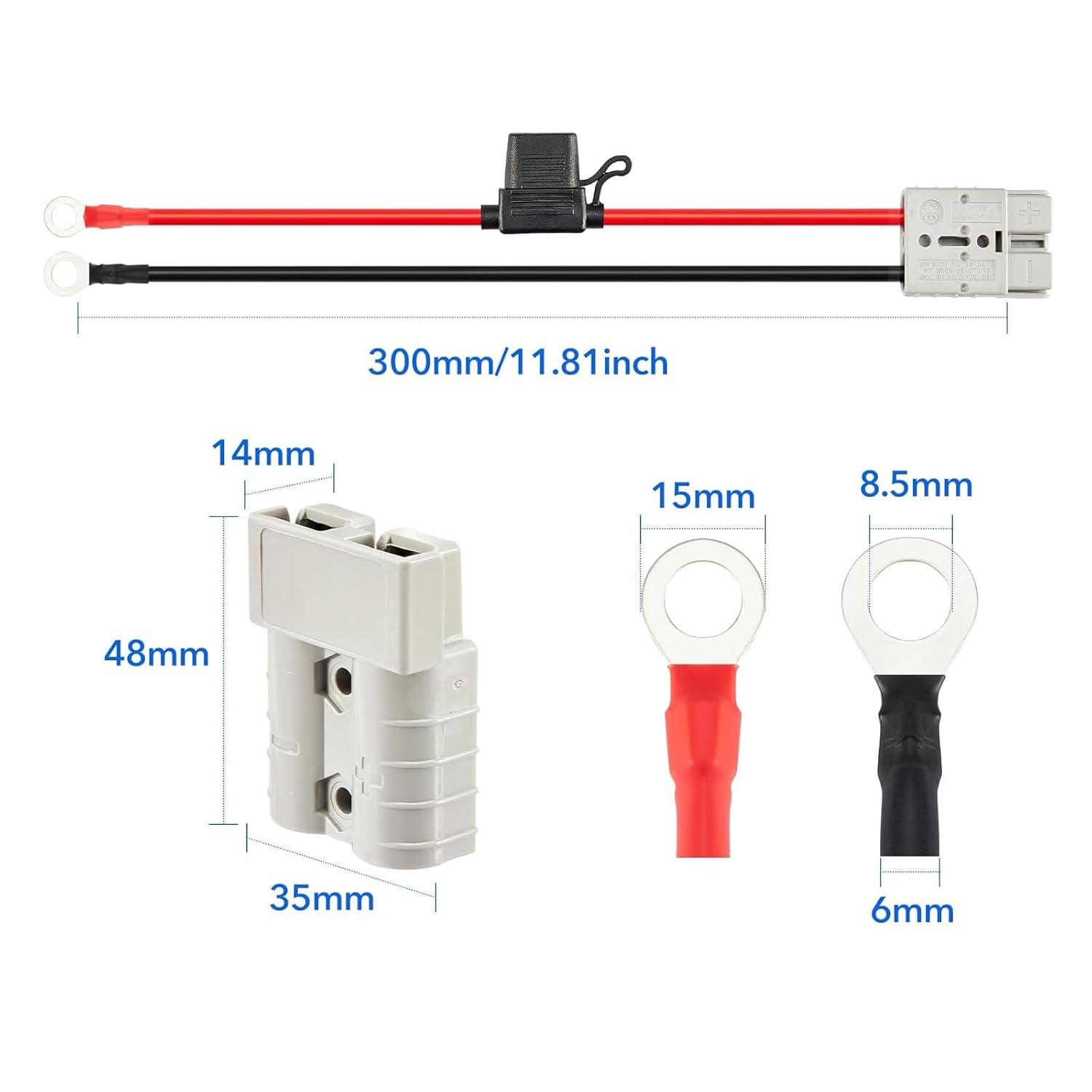 2Pcs Anderson Plug Connector ，Quick Connectors ，Anderson Plug Extension Cable,Lead 50Amp ，10 AWG 6Mm Automotive Cable for Car Battery,Automotive Accessories Battery Extension Cables(1Pcs) image number 5