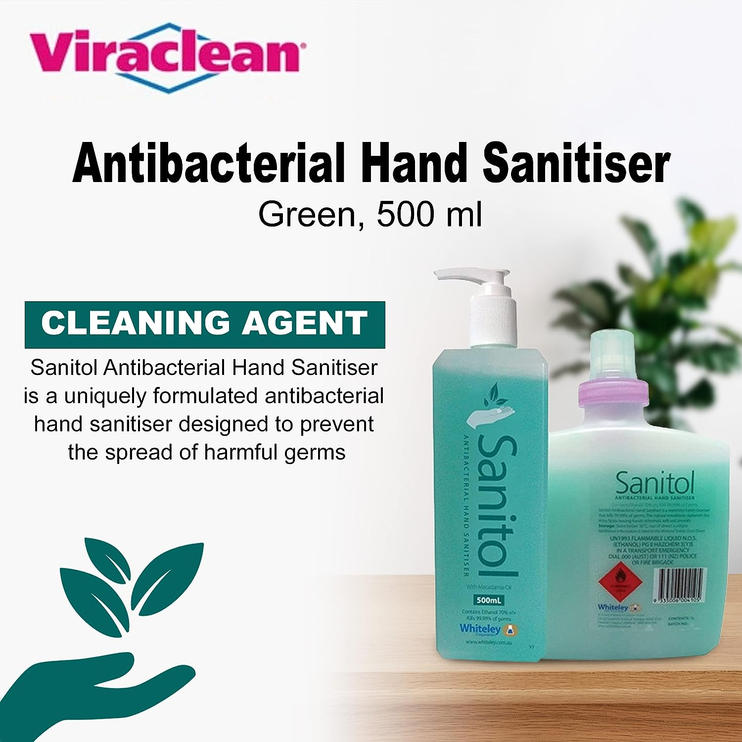 Sanitol Antibacterial Hand Sanitiser, Green, 500 Ml, (190557) image number 1