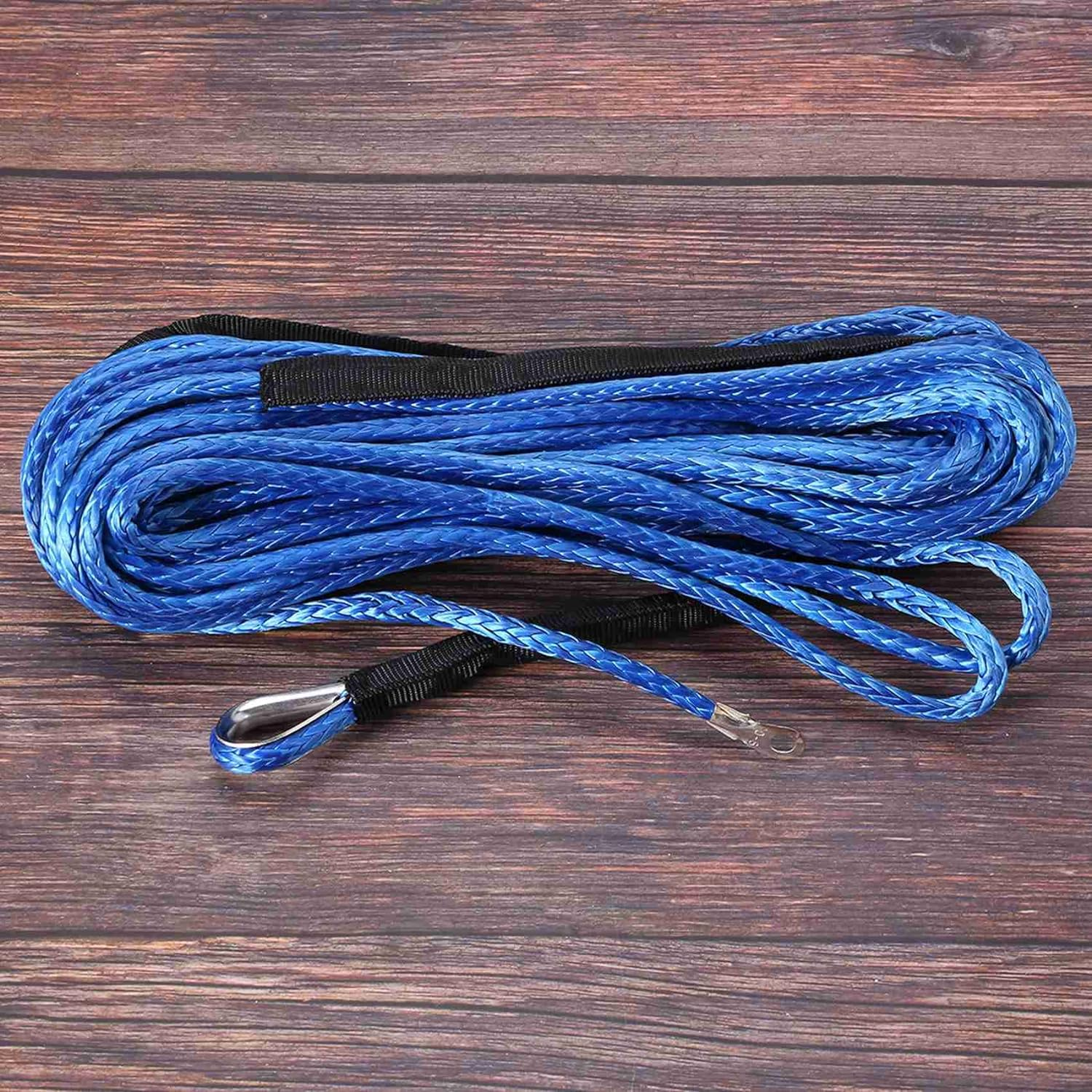 3/16 Inch X 50 Inch 7700 Lbs Synthetic Winch Line Cable Rope with Protection Sleeve for ATV UTV (Blue) image number 2