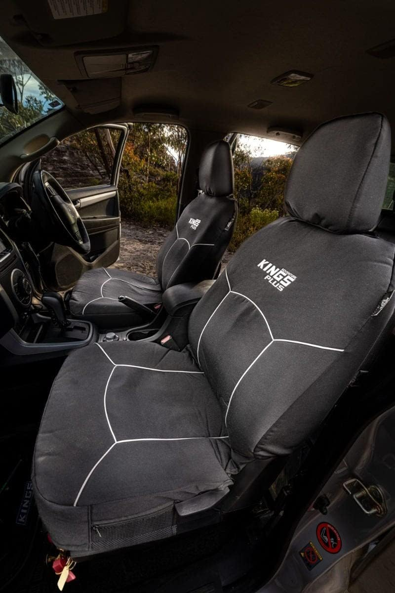 Kings plus Premium Seat Covers Pair 12Oz Canvas Universal Fit Thick Padded Seat and Backrest