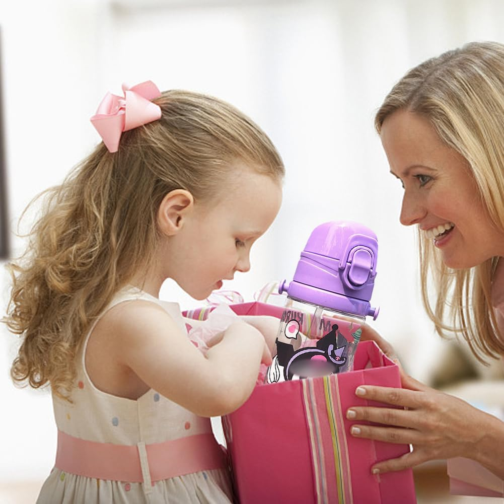 Kumi Children'S Water Bottle, 450 Ml, Kumi Sports Water Bottle with Straws, Leak-Proof Sports Bottle, Sports Drink Bottle for Nursery, School, Camping, Travel