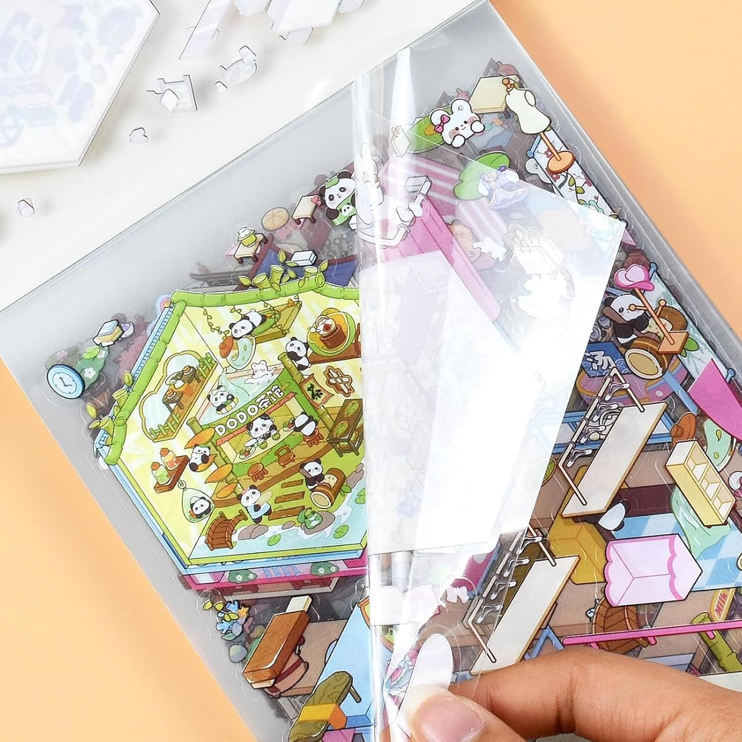 Weidllys DIY 3D House Stickers Book, 20 Set Fun DIY Sticker Scene Make Your Own Warm Home, Supermarket, Music Bar, Sticker Therapy for Adult Kids Relief Stress Pass the Time