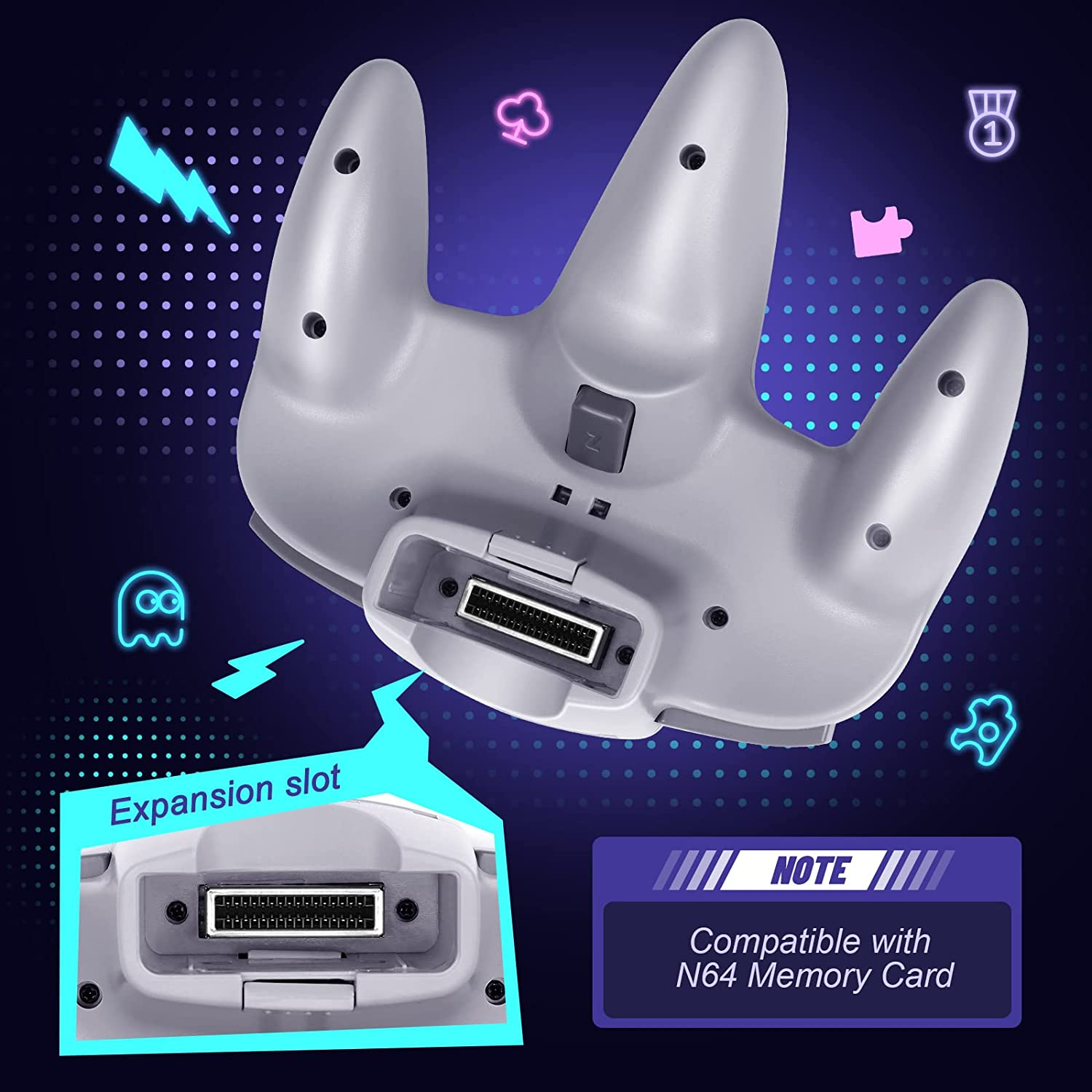 2 Pack N64 Controller, FISUPER Wired Classic Game Controller Gamepad Joystick for N64 Console (Gray) image number 3