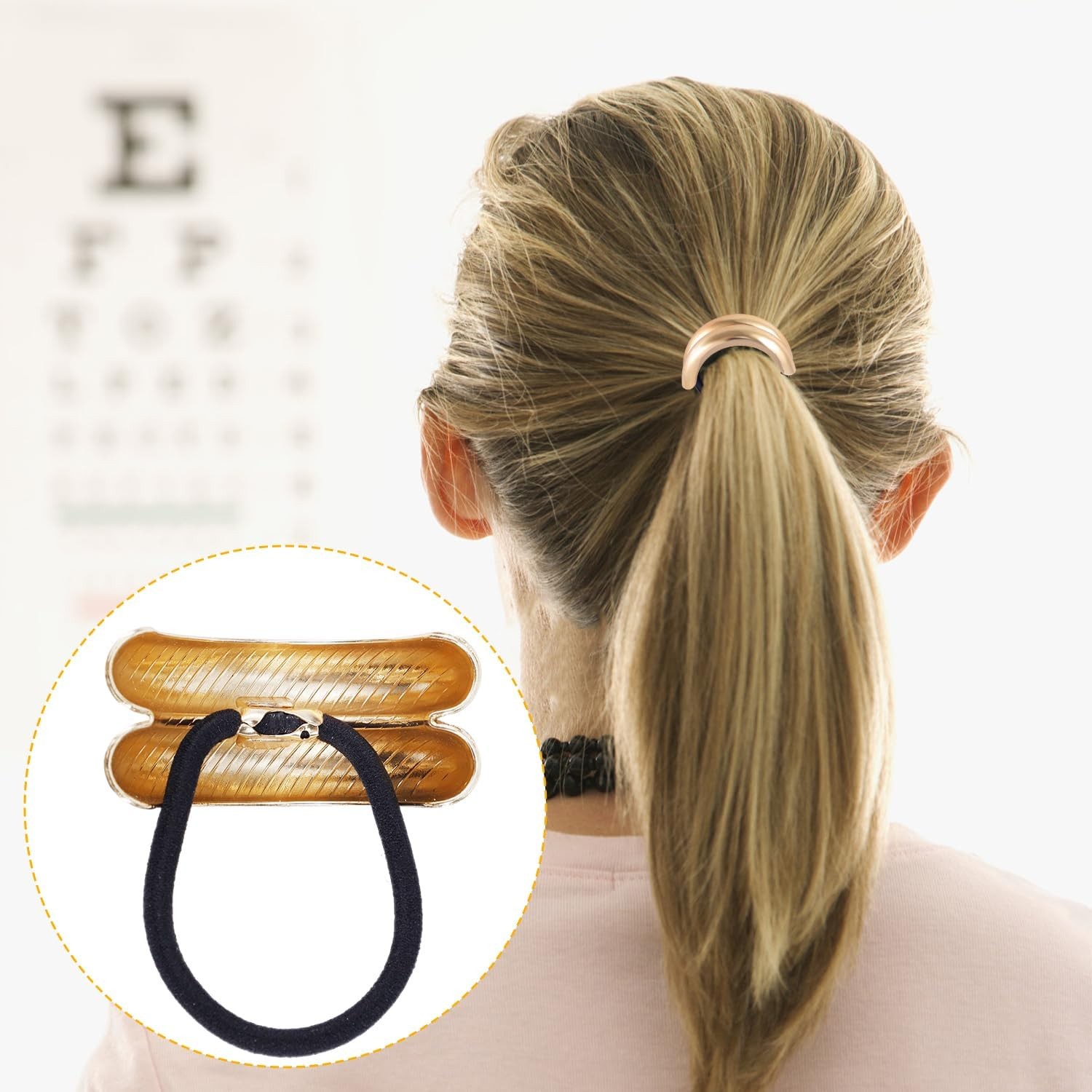Hair Cuffs for Ponytails, Metal Hair Ties U-Shaped Ponytail Hair Bands Fashion Ellipse Elastic Hair Band Retro Temperament Headband Ponytail Cuff for Women (Gold) image number 2