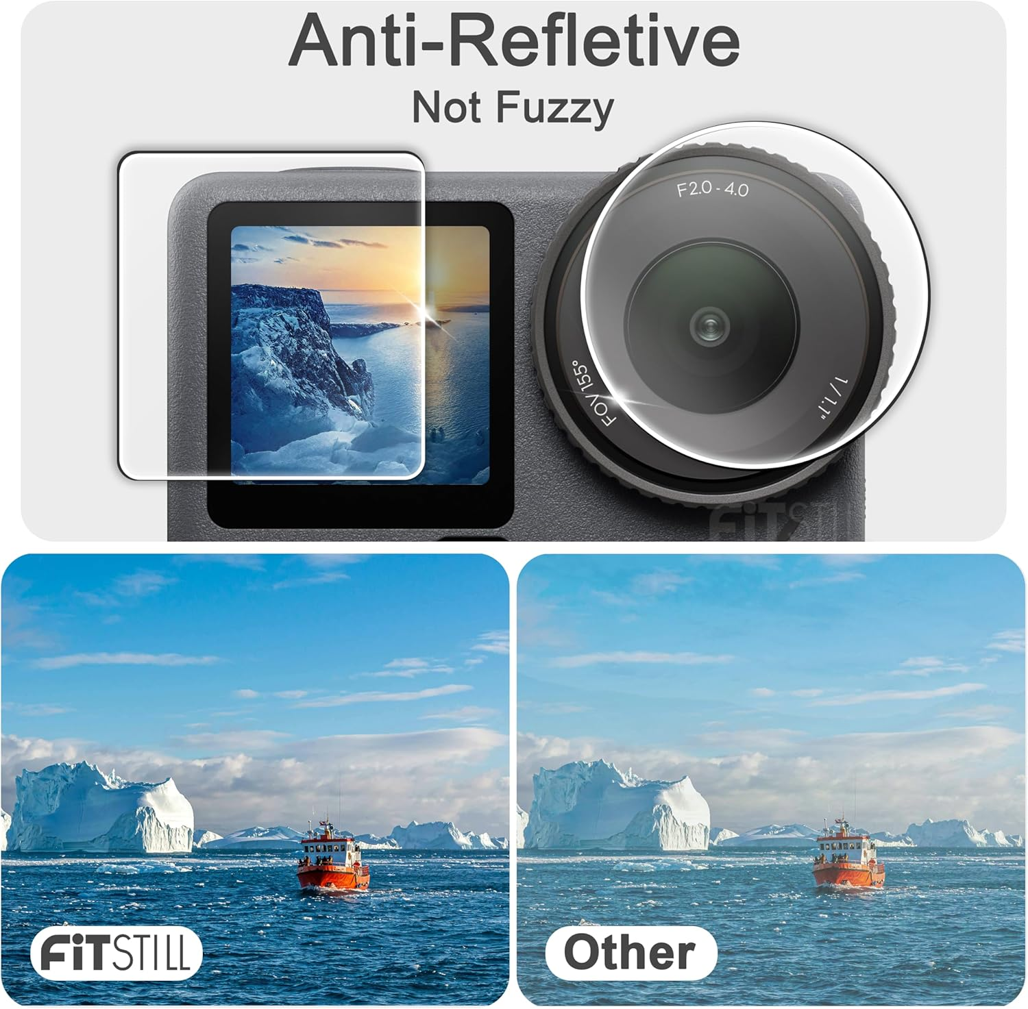 Fitstill 10PCS Screen Protector Appliable for DJI Osmo Action 6,Ultra HD 0.3Mm Tempered Glass,9H Hardness Scratch Resistant Anti-Fingerprint Bubble Free Action6 Camera Accessories Kit image number 2