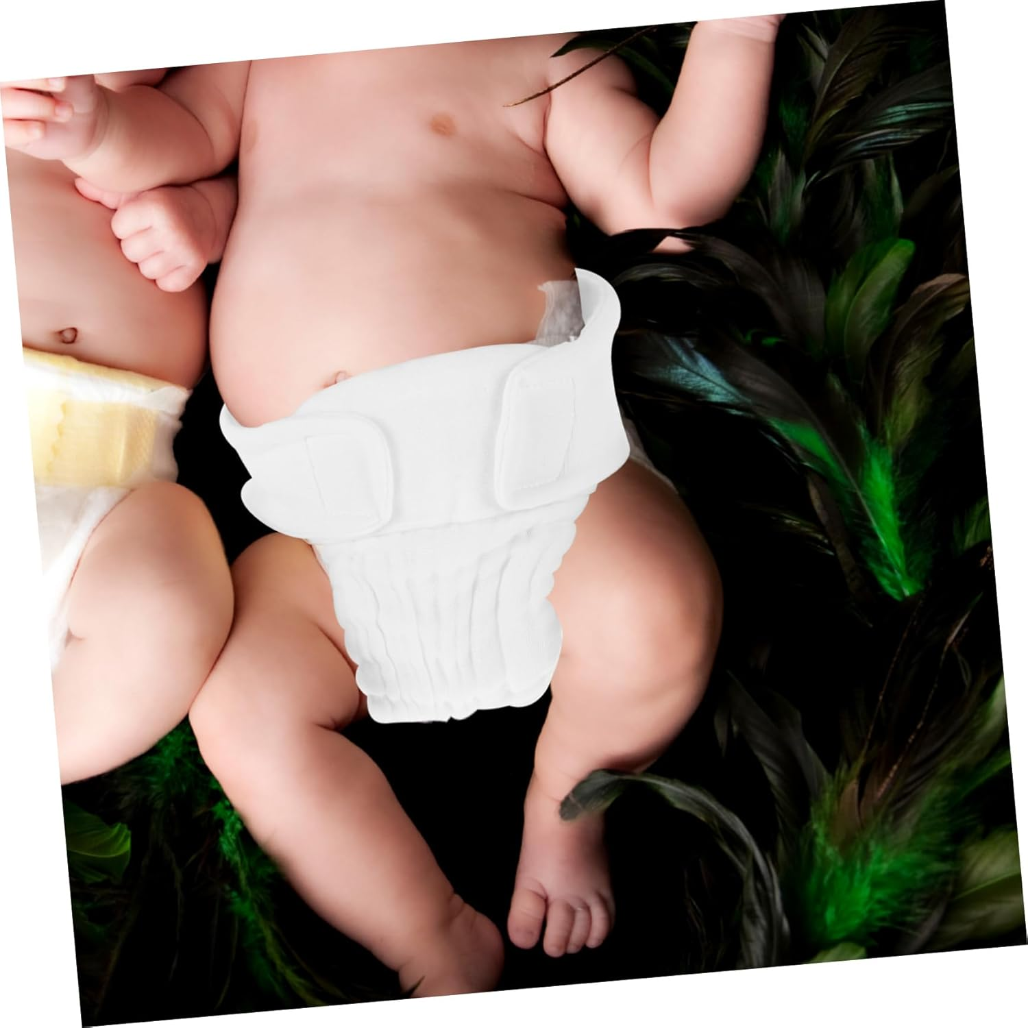 Organic Cotton Newborn Diaper Pants Adjustable Washable 3-Pack Soft Cloth Diapers for Babies White Absorbent Inserts image number 2