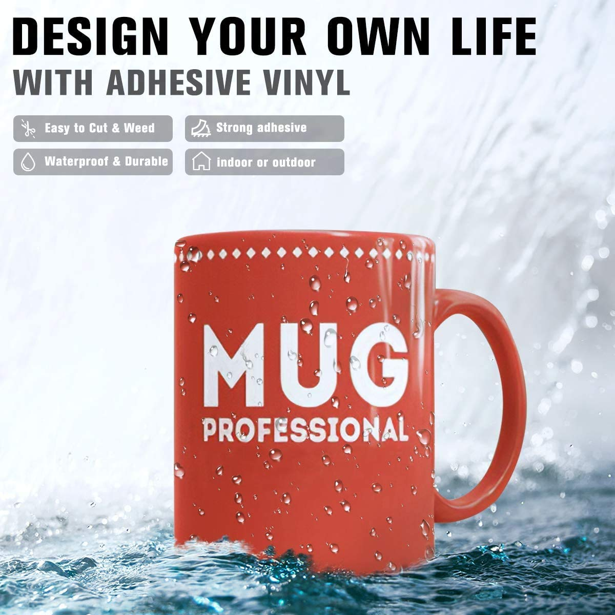 YRYM HT Black Permanent Vinyl &ndash; Adhesive Vinyl Rolls &ndash; 12&rdquo;X10Ft Black Vinyl Glossy for Cricut & Silhouette Cameo, Craft and Decals Cutters image number 5