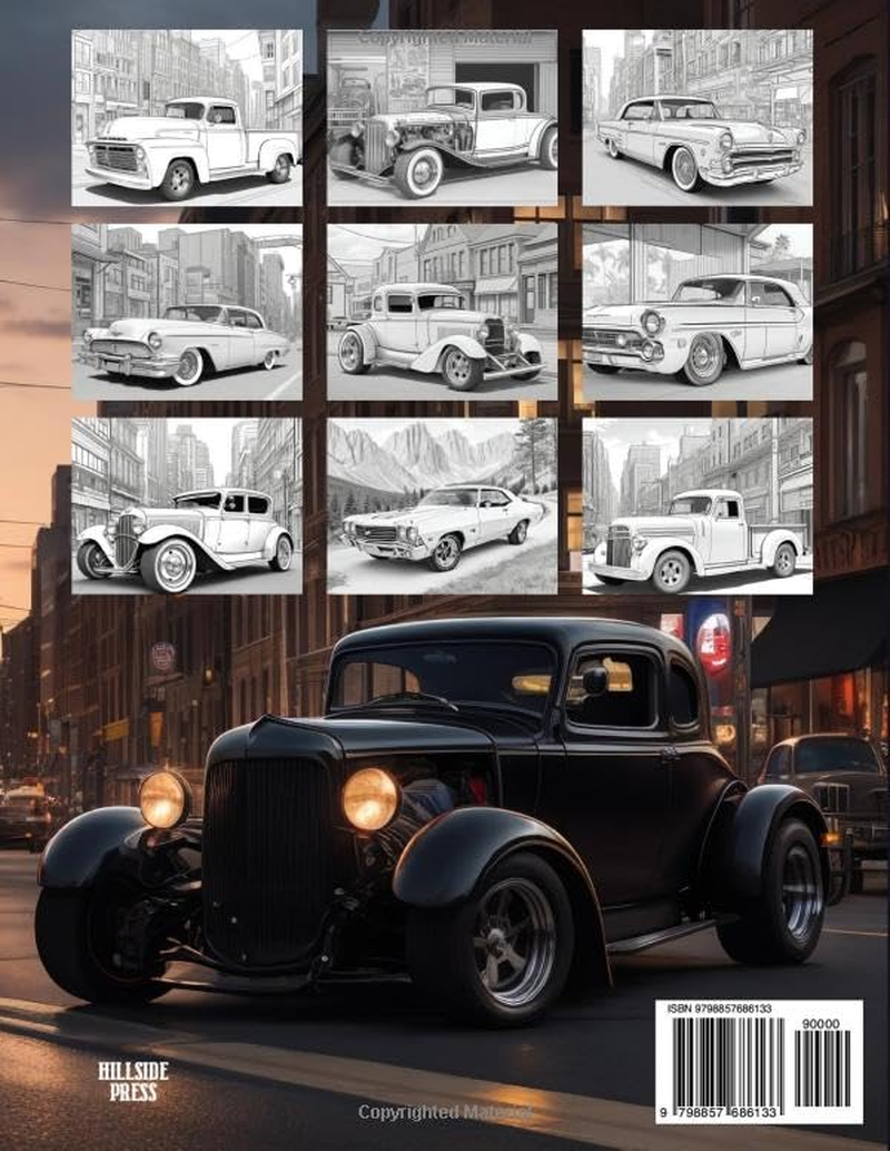 Old School Cars Coloring Book: Old School Car Coloring Book - Muscle Cars Classic Trucks Vintage Hot Rods Adult Coloring Book