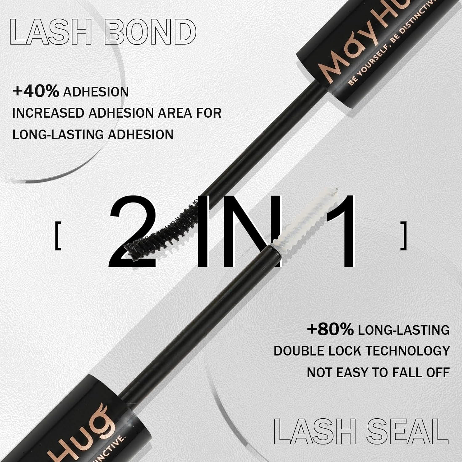 Mayhug Lash Bond and Seal, 2 in 1 Lash Glue Long Lasting Strong Hold, 10Ml Lash Bond and Seal Waterproof Lash Cluster Glue for DIY Lash Clusters, Gentle Lash Glue (Black) image number 5