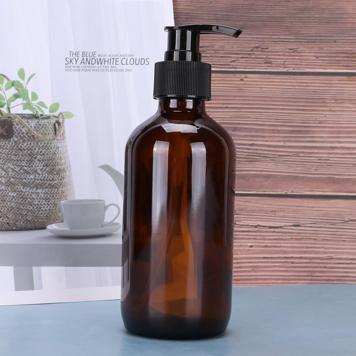 CATIEBYE 3Pcs 250Ml Brown Amber Glass Cosmetics Bottles Set, Portable Empty Emulsion Storage Sub Bottles for Travel and Home Use image number 3