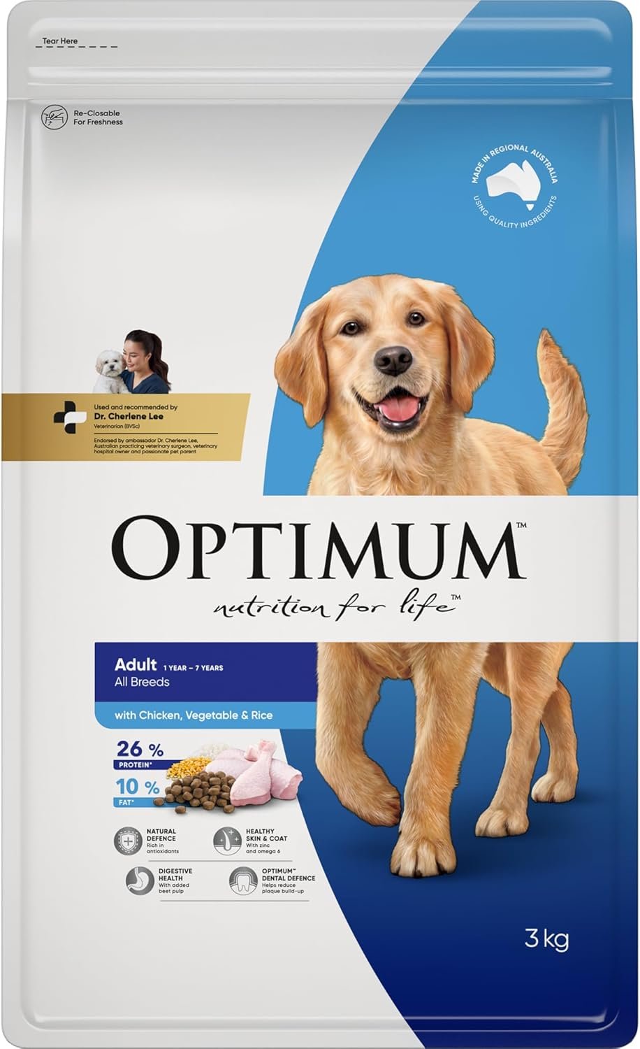 OPTIMUM Adult Large Breed Dry Dog Food with Chicken, Vegetables & Rice 3Kg Bag, 4 Pack image number 6