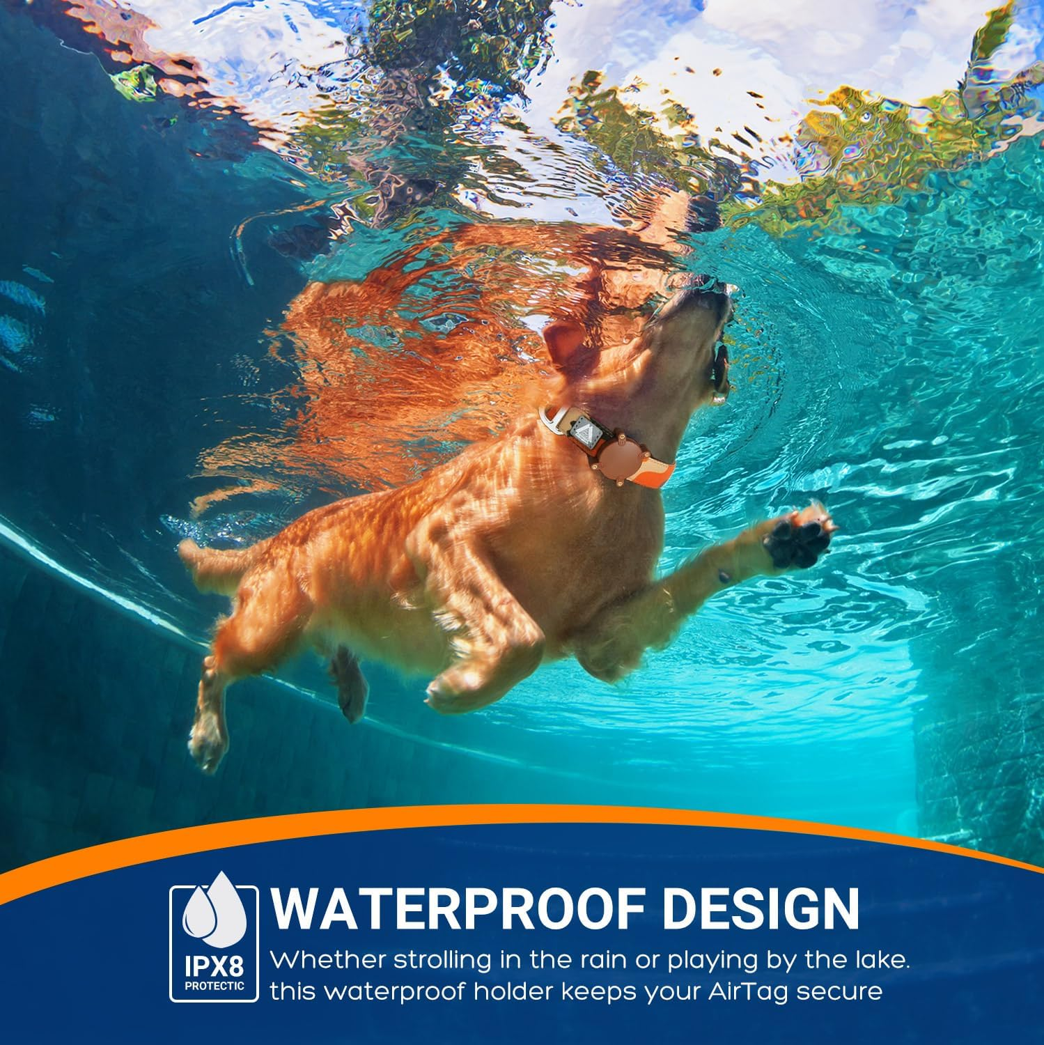 Waterproof Airtag Dog Collar Holder,Durable Airtag Holder for Dog & Cat,Pc+Abs Protective Airtag Dog Cover for Apple Airtag,Fits up to 1" Width Pet Collar(Brown) image number 2