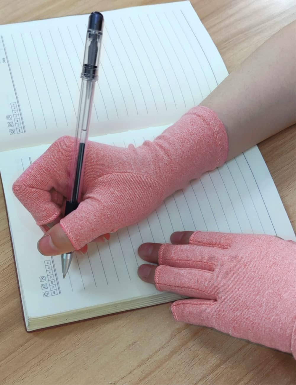 Donfri 2 Pairs Women Arthritis Gloves Pain Compression Gloves Fingerless Gloves Hand Pain Relief Raynauds Typing Sets (M) Medium Pink, Pink, Medio image number 5