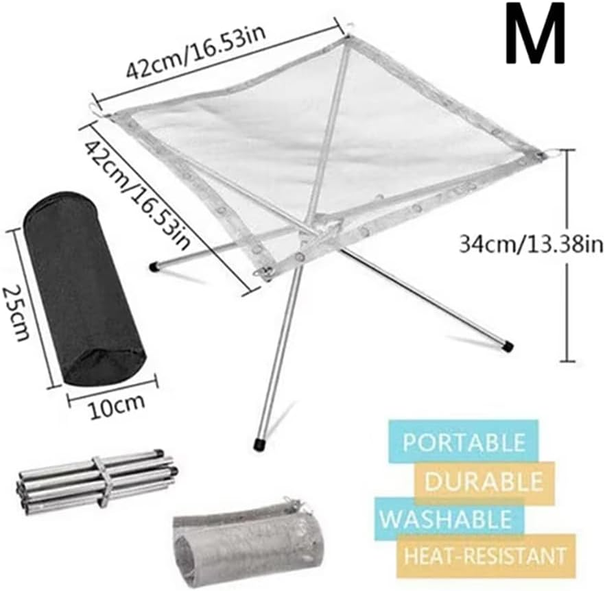 Portable Bonfire Campfire Fire Pit Collapsing Stainless Steel Mesh Fireplace Foldable Camping Fire Pit Camping Gear image number 4