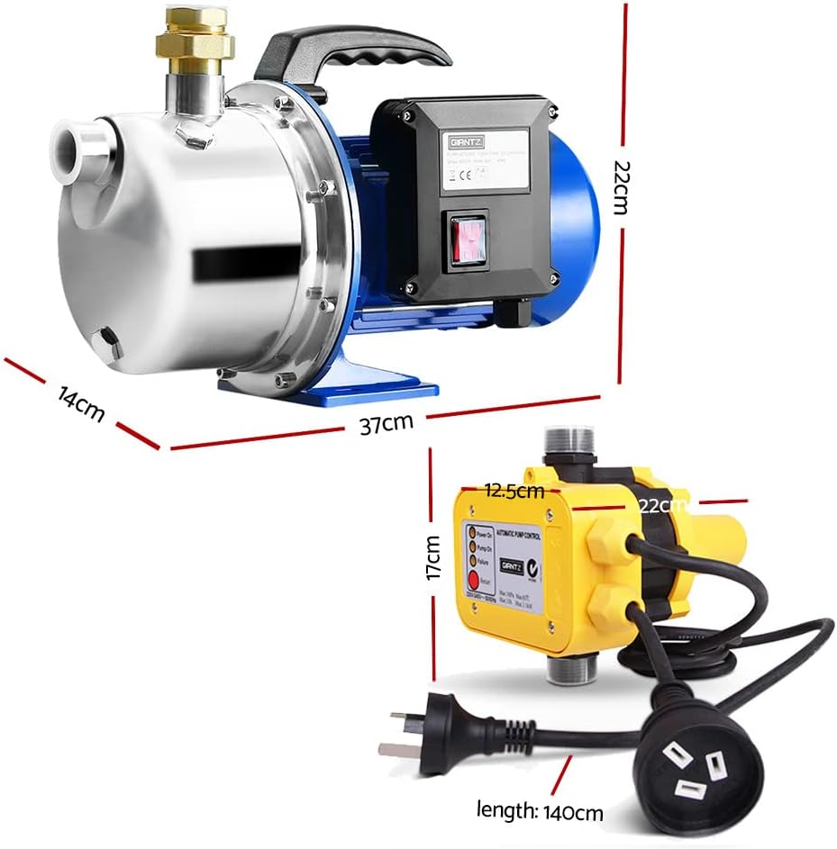 Giantz Water Pump, 2300W 4600L/H Electric High Pressure Garden Jet Pumps Controller Irrigation for Pool Pond Tank Home Farm, Portable Automatic Switch Anti-Rust Stainless Steel Body Black image number 4