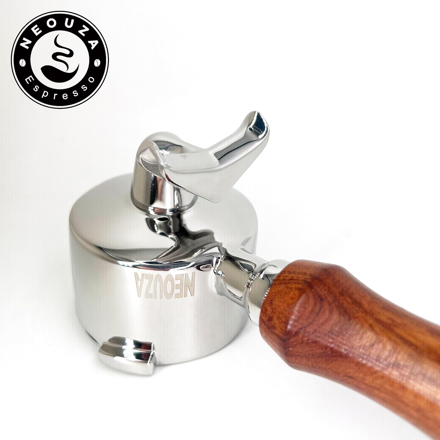 NEOUZA 51Mm 3-Ears Espresso Portafilter Compatible with Delonghi Dedica EC680 EC685 and Smeg ECF01 Coffee Machines &ndash; Double Spout Non-Pressurized Basket, 304 Stainless Steel, Rosewood Handle image number 5