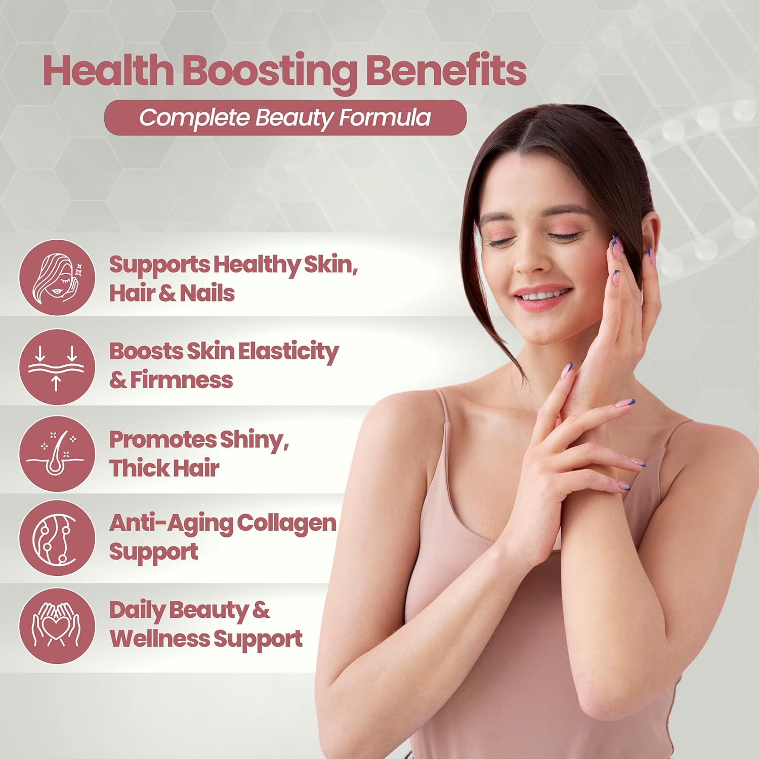 Collagen Gummies with Zinc, Biotin, Vitamin C & E &ndash; Type 1 Hydrolysed Collagen for Hair Glowing Skin Nails & Joint Support &ndash; High Absorption, Gluten-Free, Natural Strawberry Flavour &ndash; 60 Gummies (1) image number 4