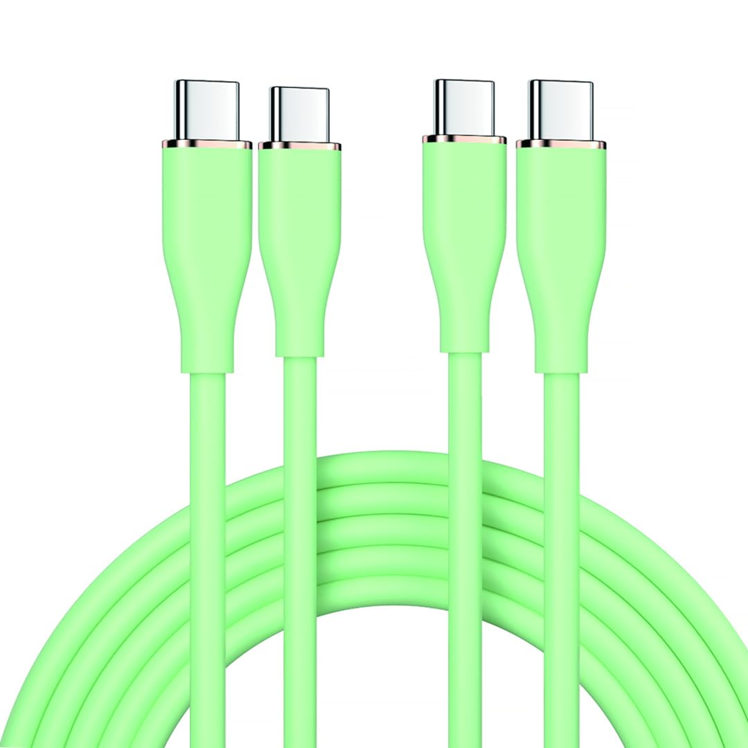 Hexchuang Soft Silicone USB C to USBC Cable 60W Fast Charging Type C Silicone Cord Compatible with 16/15 Pro Max Plus, Galaxy S23 2PACK (Purple, 2M)