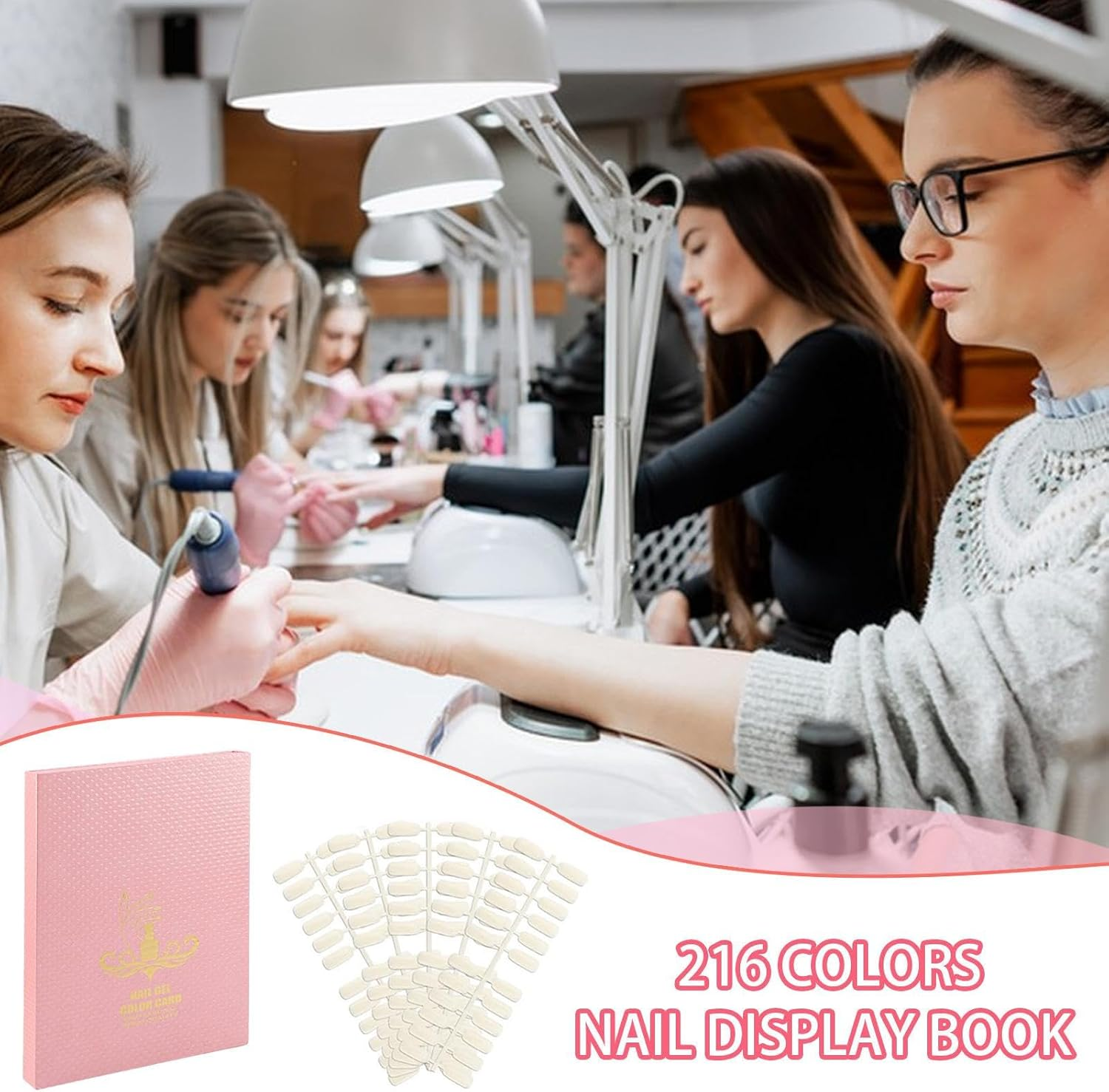 Portable S Swatches Book with 216 Slots for Gel or Polish Samples, Professional Display for Styling Stations, Manicure Practice, and Salon Color Storage, 11.42X8.46 Inches image number 1