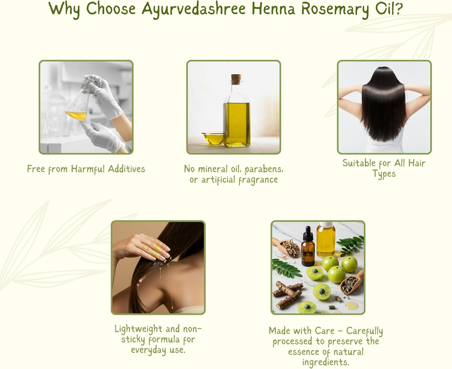 AYURVEDASHREE Henna Rosemary Hair Oil 200 Ml 6.76 Fl Oz with Neem Oil Shikakai Oil Bhringraj Oil Amla Oil Brahmi Oil Sesame Oil Olive Oil & Sunflower Oil&hellip; image number 3