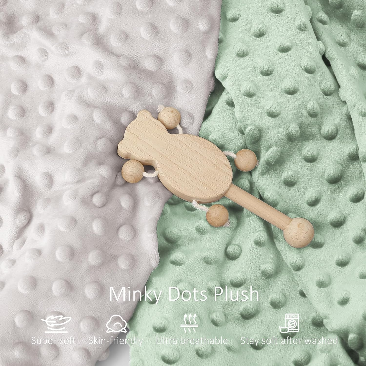 Susurration 2Pack Changing Pad Covers Super Soft Minky Dots Plush Changing Table Covers 33X17X7In Breathable Changing Pad Sheets for Unisex Baby Girls and Boys(Grey&Green) image number 1