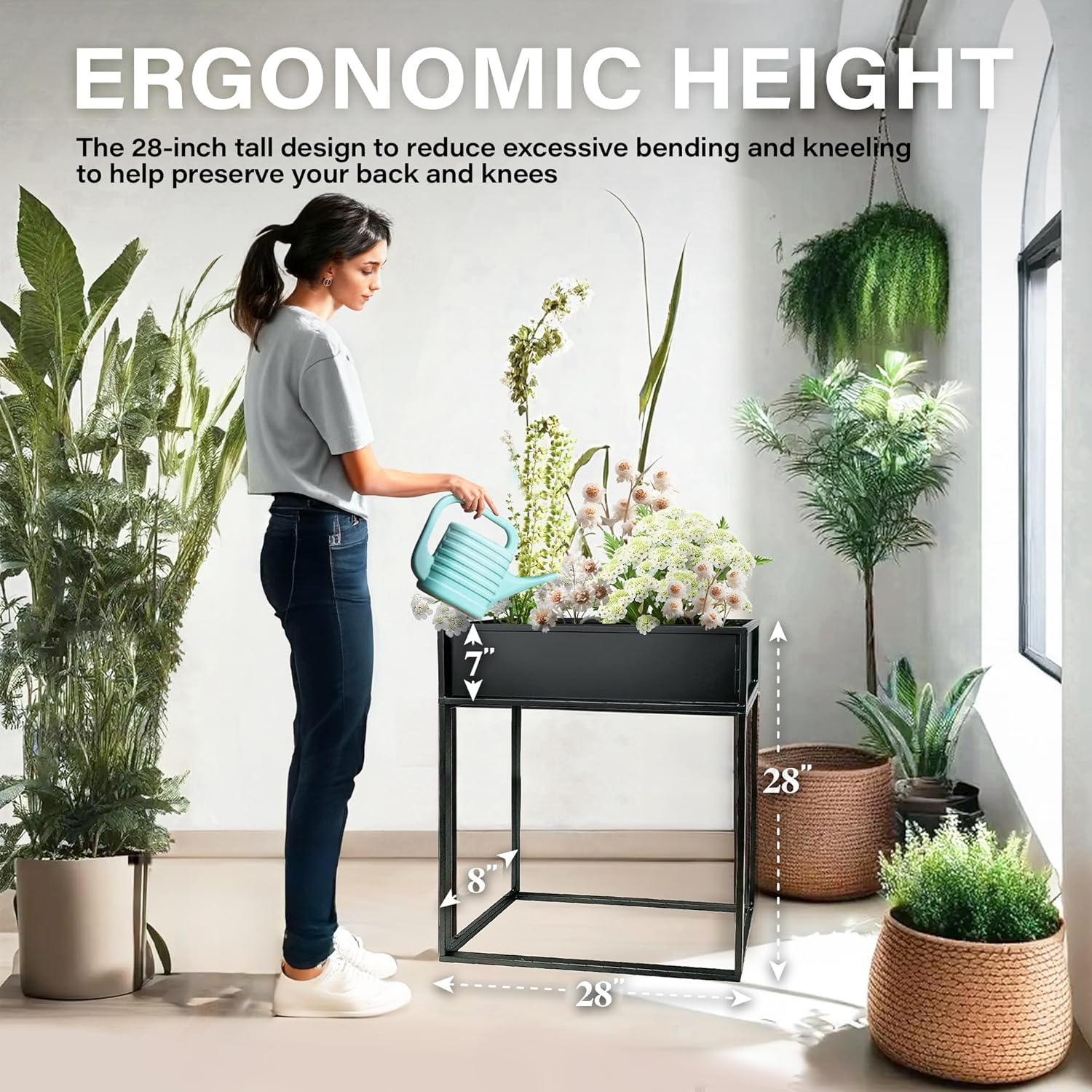 Cocoyard Elevated Outdoor Planter Box - 28 Inch Durable Raised Garden Bed for Planting Herbs, Flowers & Vegetables - Stylish Planter Boxes for Patio Decor & Backyard Gardening - Plant Stand image number 4