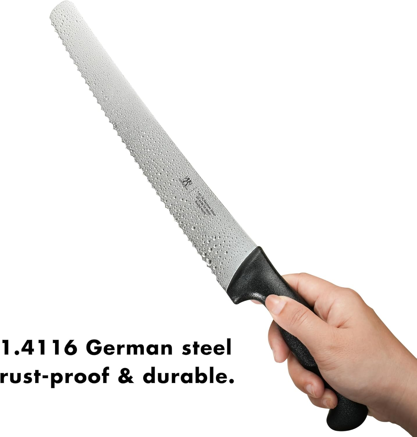 Bread Knife, 10 Inch Serrated Sourdough Slicer Cutter for Homemade Bread, 1.4116 German Steel, Ergonomic Anti-Slip Handle (Black, 10 Inch) image number 2