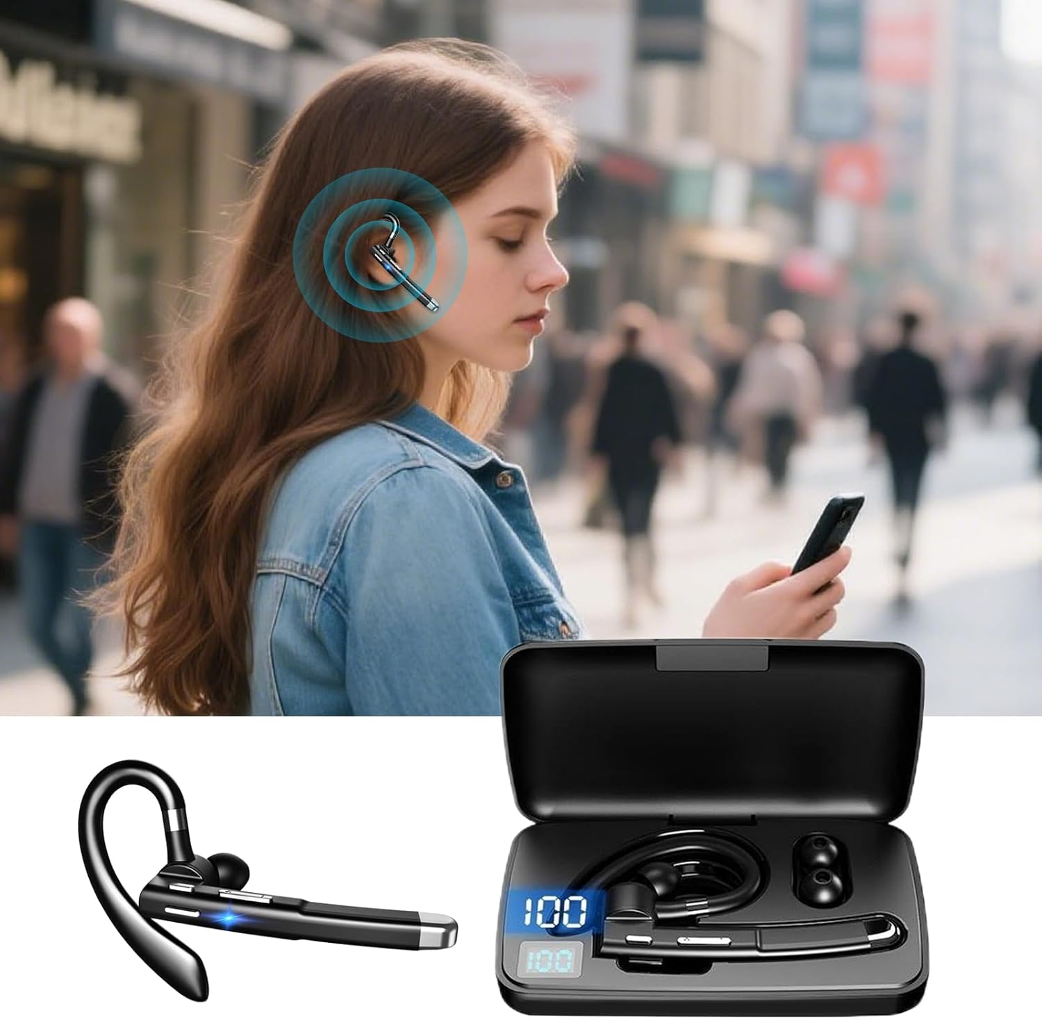 Translator Earphones | Wireless Translation Earphones - Wireless Translation Device with Noise Reduction for Work Business Adults Travel Education Meeting image number 2