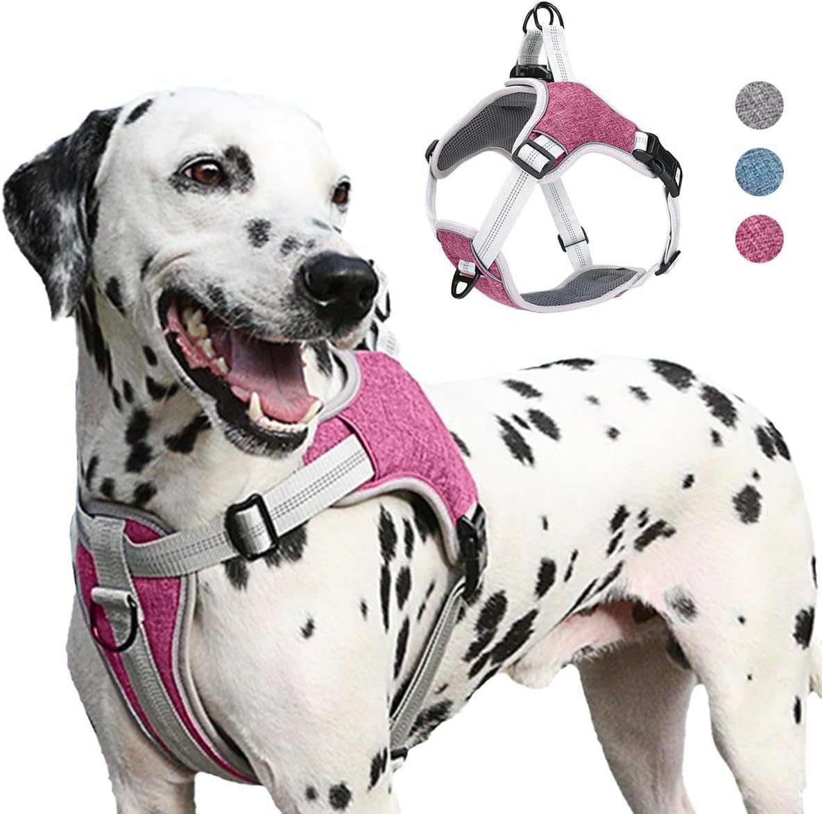 Agoumlux Dog Harness Anti-Pull Harness Adjustable Reflective Chest Harness for Large Medium Small Dogs, Blue, S