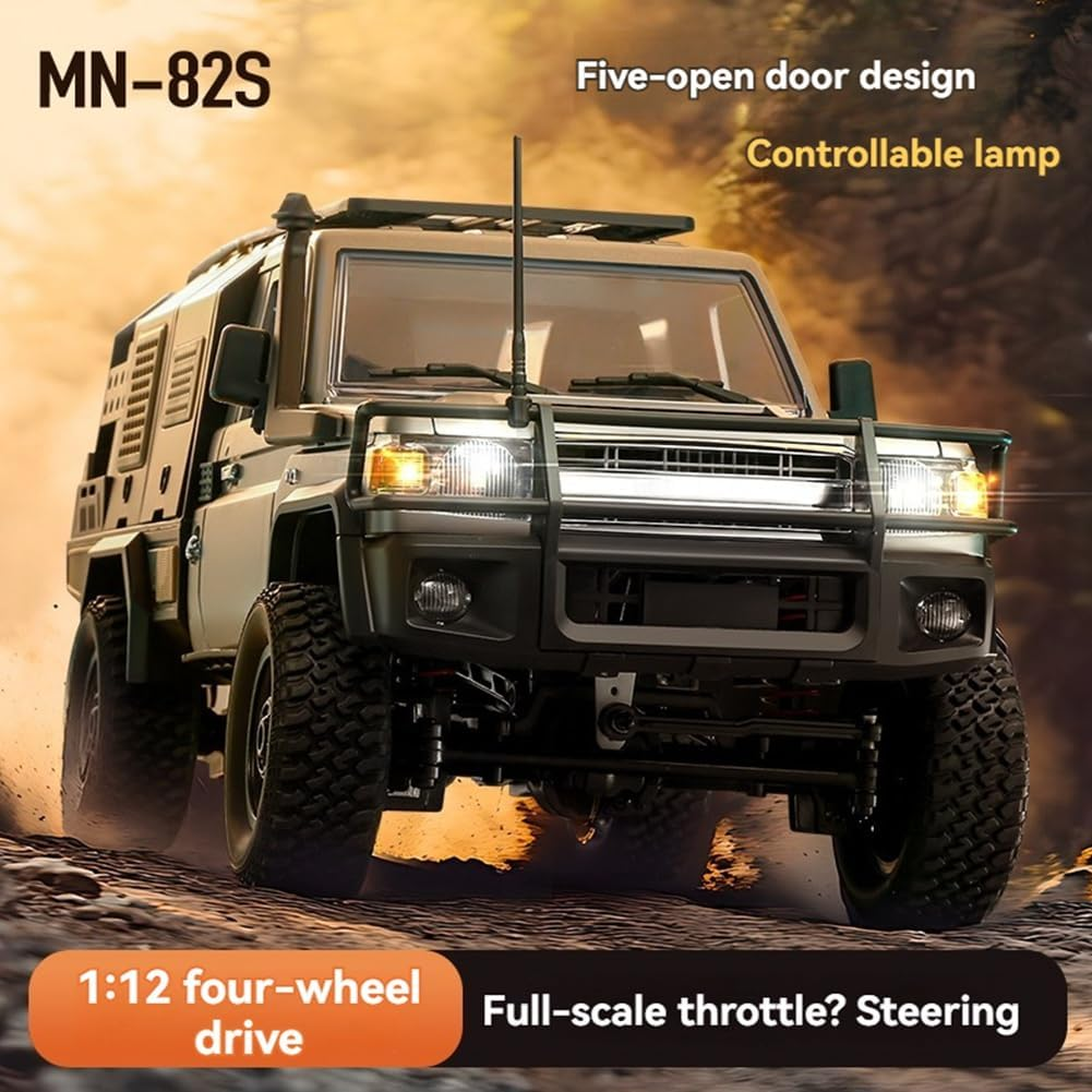 2.4G Full Scale Pickup Short Truck 4WD Climbing Car RC Car Remote Control Toy for MN Model MN82S 1:12 Black image number 1