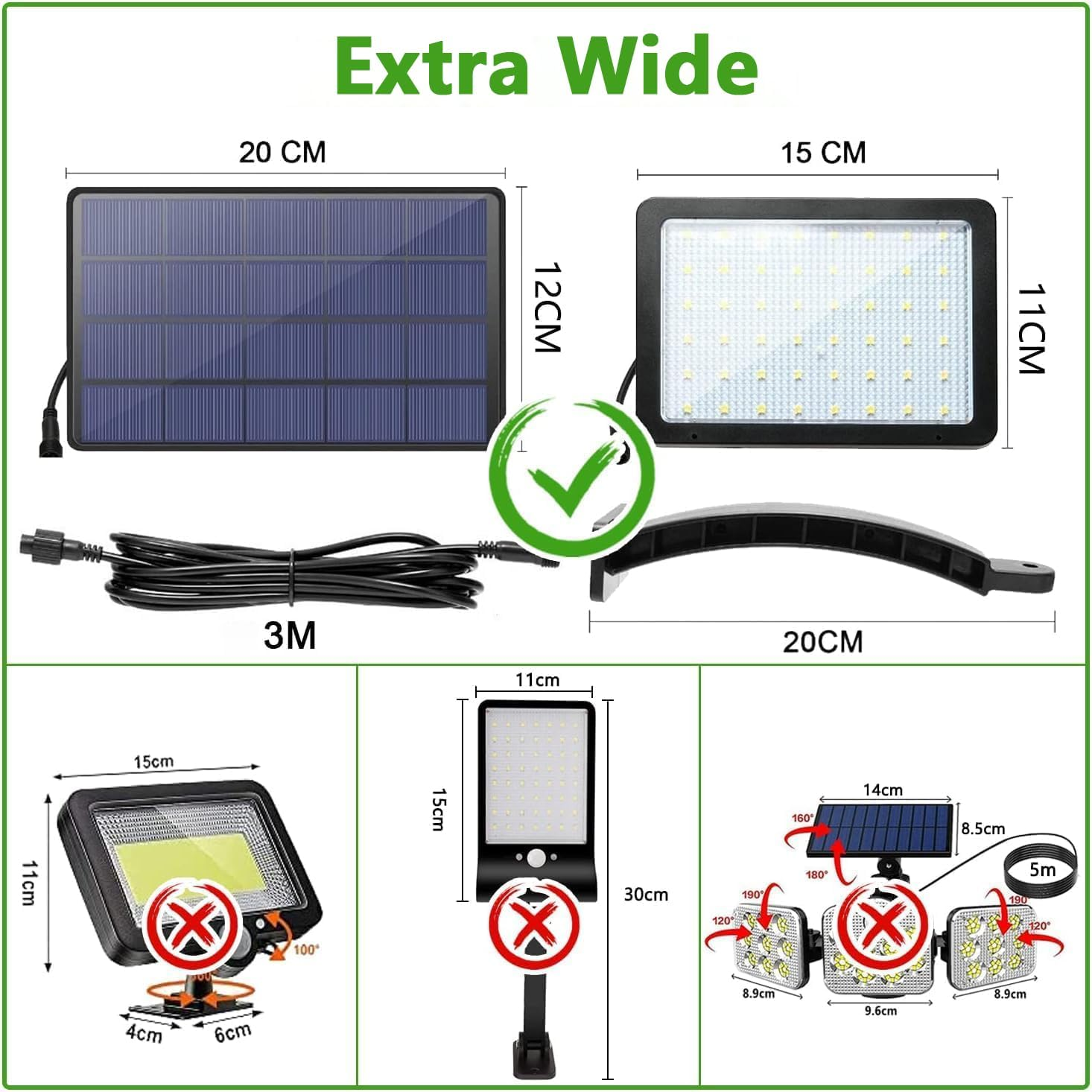 Solar Lights Outdoor IP65 Waterproof Solar LED Flood Light, Large Solar Garden Lights for Indoor and Outdoor,Solar Motion Sensor Light image number 2