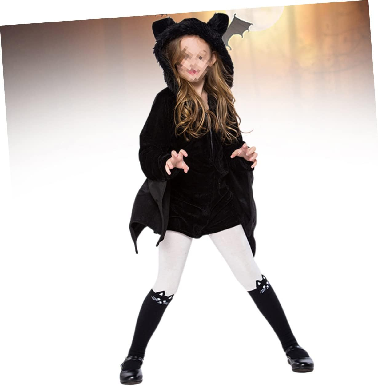 Abaodam Halloween Boy Girl Bat Costume Outfit for Girls Bat Cosplay Dress Set for Halloween Masquerade Fits Height image number 2