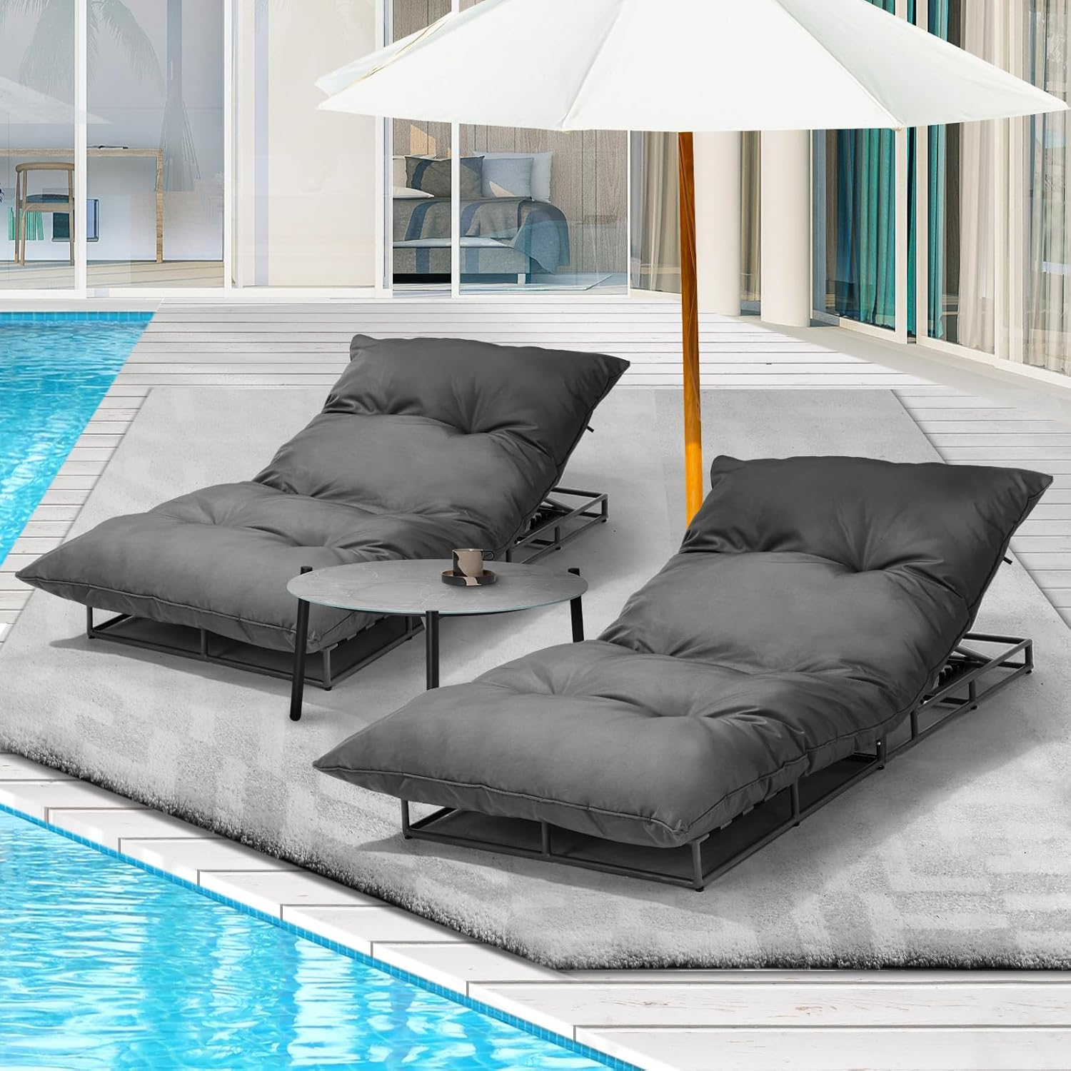 Livsip Sun Lounge with Cushion Outdoor Furniture Sun Bed Day Bed