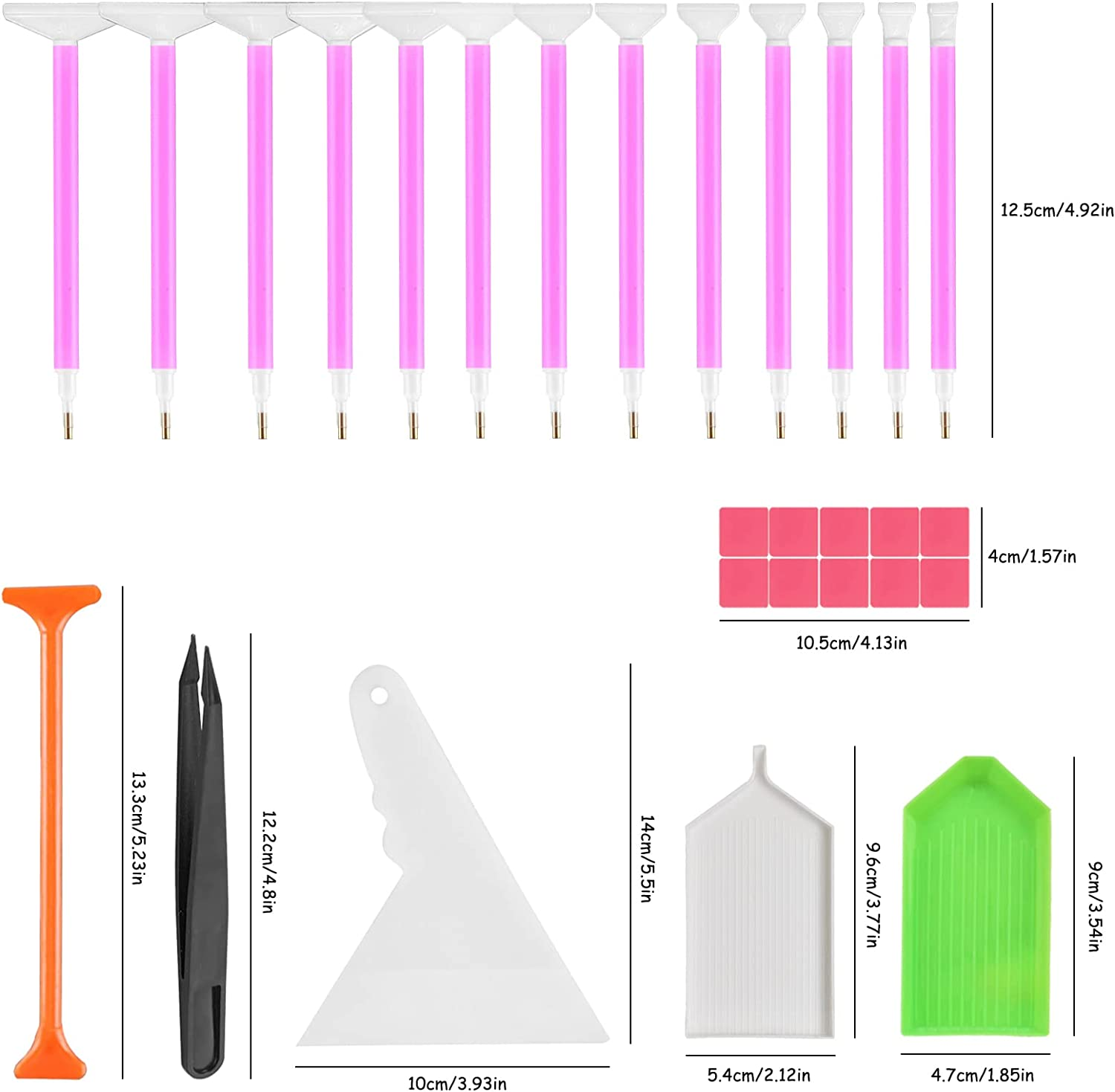 50 Pcs Diamond Painting Pens Kit, Sourceton Diamond Art Tools, for 5D Diamond Painting, Including Red Rubber Block, Diamond Bag, Label Sticker, Drill Pen, Tweezers, Corrector, Plastic Tray image number 5