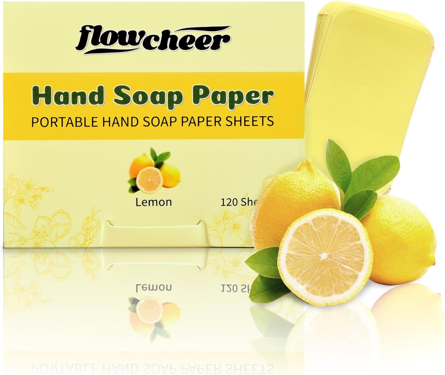 Flowcheer Paper Soap Sheets for Hand Washing - (120 Sheets) Lemon Scent Portable Travel Soap Sheets, Eco-Friendly, Dissolvable Hand Soap for Camping, Travel, On-The-Go Use image number 2