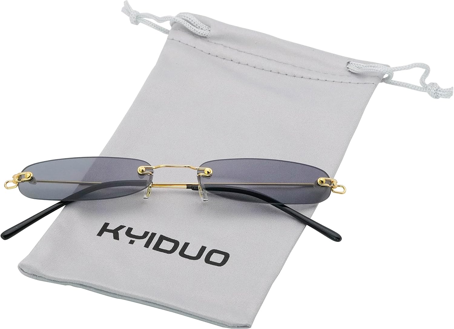 Retro Narrow Small Sunglasses Clear Colored Lens Fashion Rimless Rectangle Sunglasses image number 1