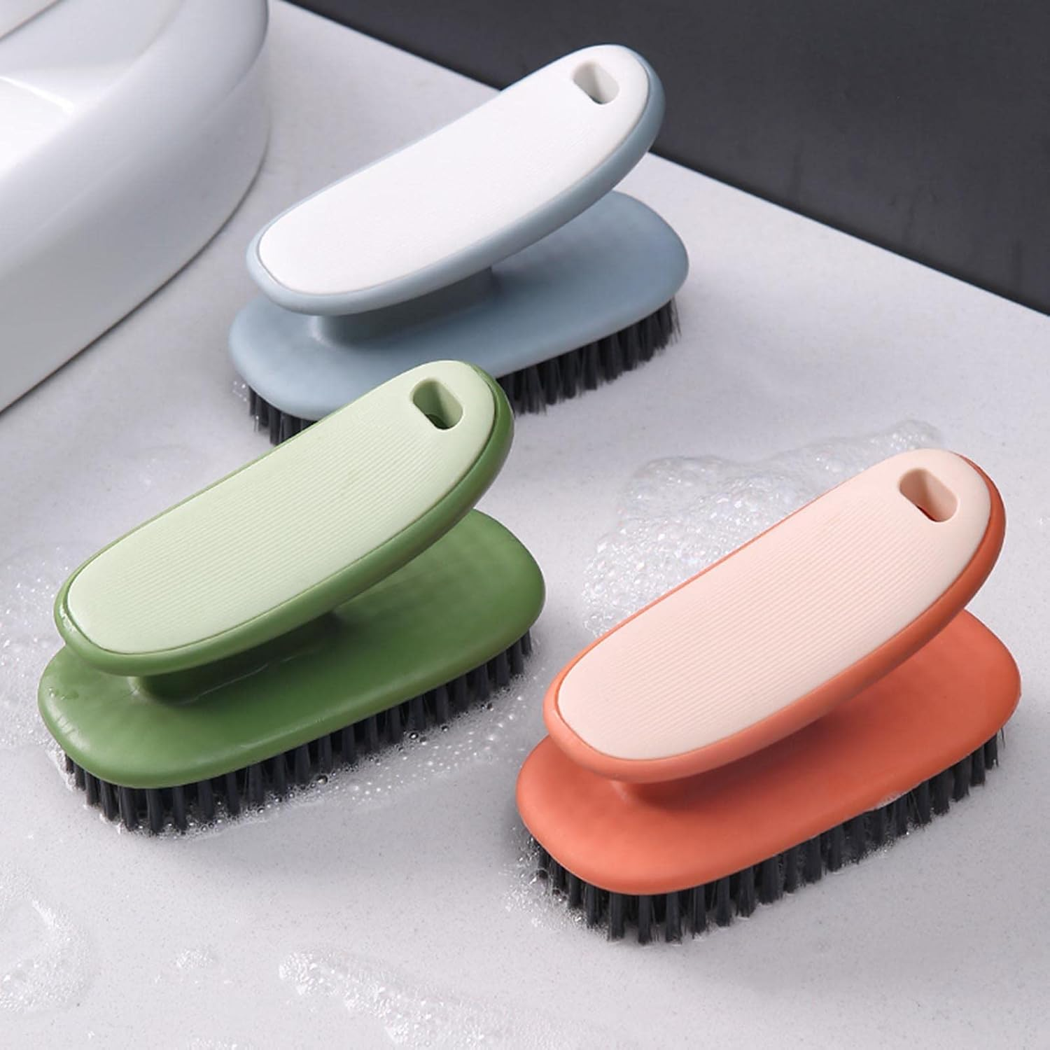 Household Small Scrub Brushes Laundry Cleaning Board Brush Easy Grip Shoe Brush Soft Bristle Brush Household Cleaning Clothes Shoes Scrubbing Cleaning Supplies for Stains 2 Pack image number 1