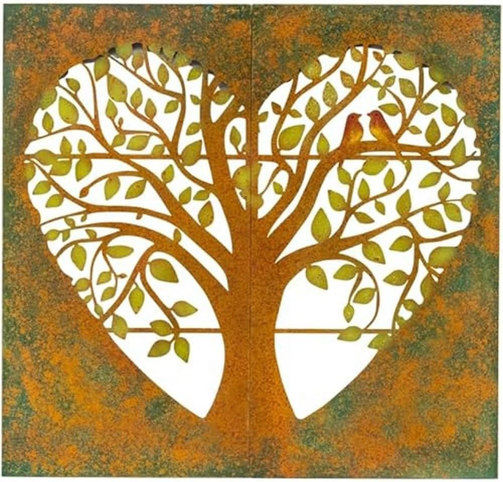 Willow & Silkhome Decor Wall Decor Birds Tree Lasercut Heart 2 Piece Tree of Life Wall Art