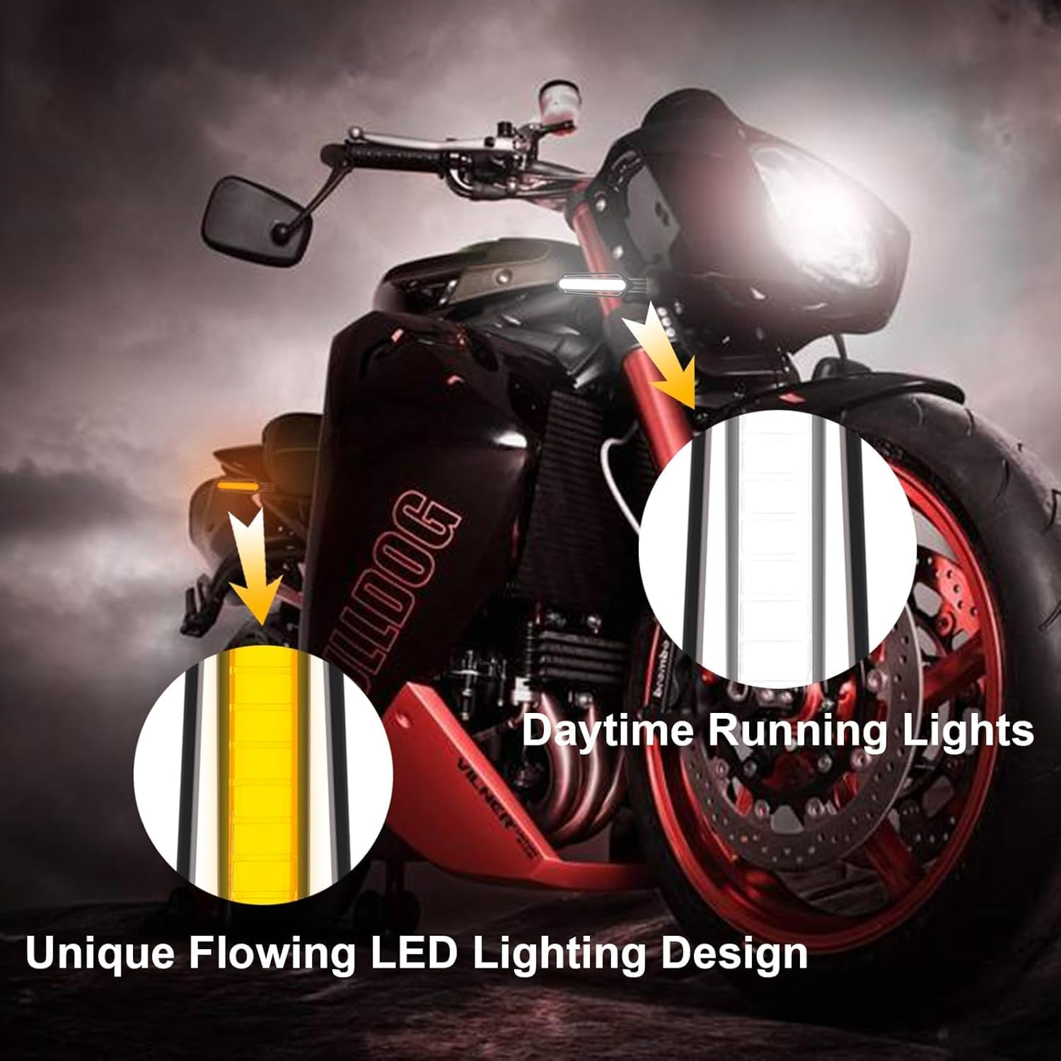 Kinstecks 4PCS Motorcycle Indicators Turn Signal Lights Flowing Motorbike Turning Indicators Daytime Running Lights Brake Lights 12V for Motorcycle Motorbike image number 3
