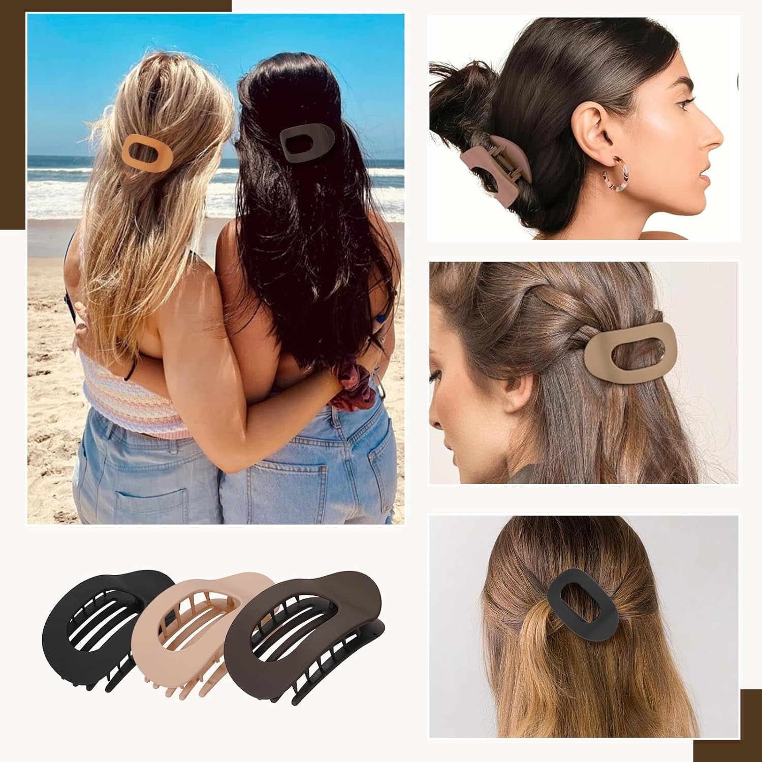 Pack of 4 Hair Clips for Women, Tumurup Hair Claw Large Flat Hair Clips for Women, Hair Clip Flat, Strong Hold Women'S Hair Clips, for Thin and Thick Hair image number 2