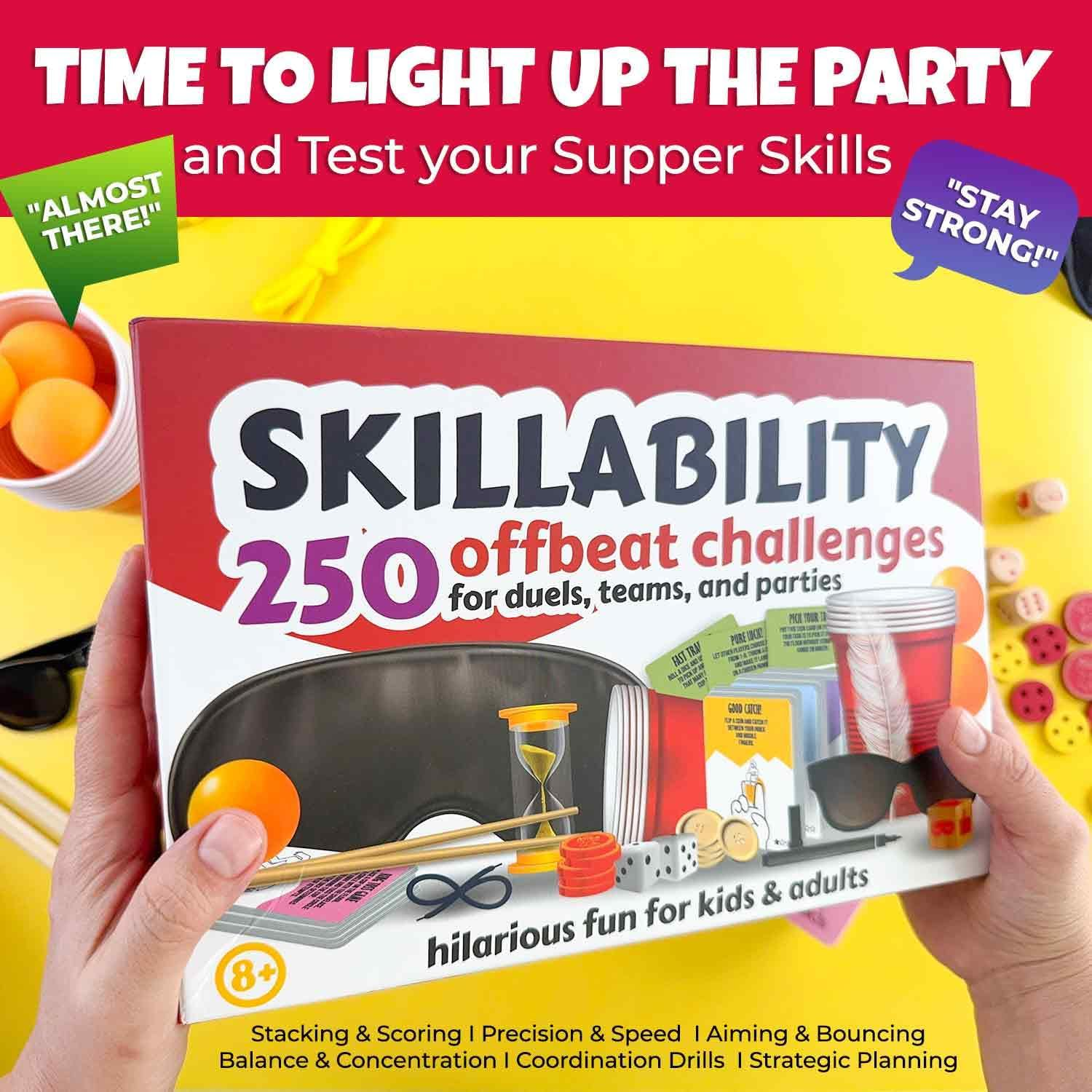 QUOKKA Challenge Game Set - 250 Unique Cards with Fun Tasks - Family Game for Kids Adults - Perfect for Game Nights, Parties, Teambuilding - Includes Reusable Props, Special Dice, Interactive Gameplay image number 2